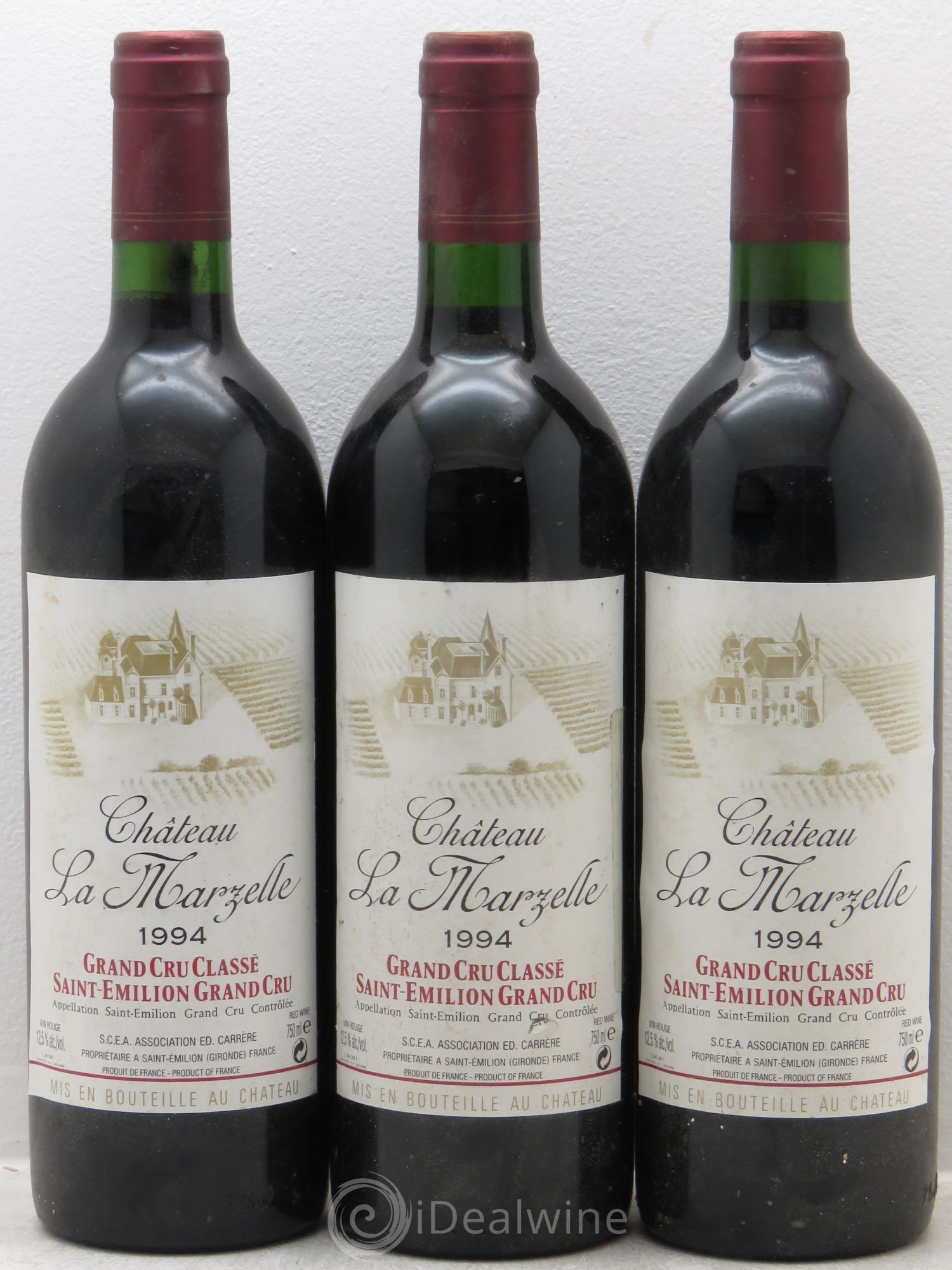 Château La Marzelle Grand Cru Classé 1994 - Lot de 3 bouteilles - 0