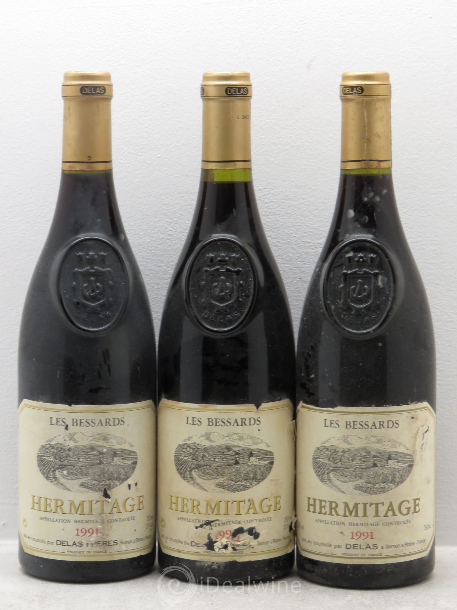 Hermitage Les Bessards Delas Frères 1991 - Lot de 3 bouteilles - 0
