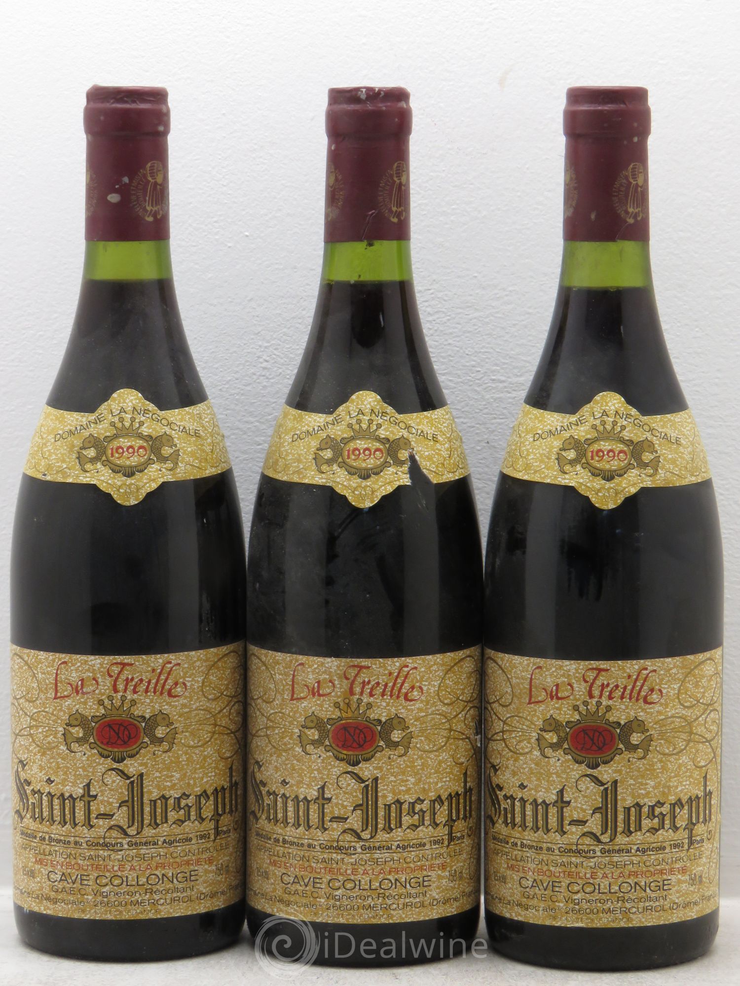 Saint-Joseph La treille Cave Collonse 1990 - Posten von 3 Flaschen - 0