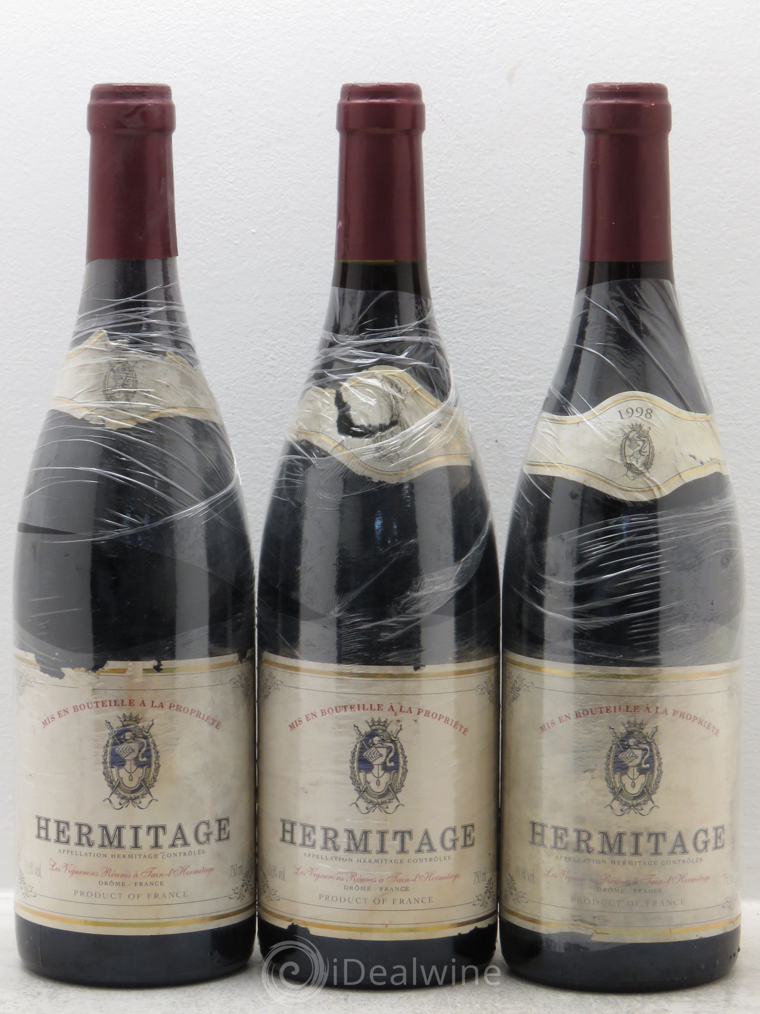 Hermitage Les vignerons réunis 1998 - Posten von 3 Flaschen - 0