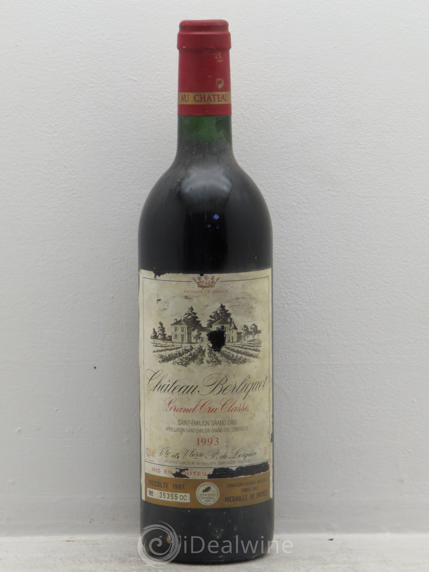 Château Berliquet Grand Cru Classé 1993 - Lot de 1 bouteille - 0