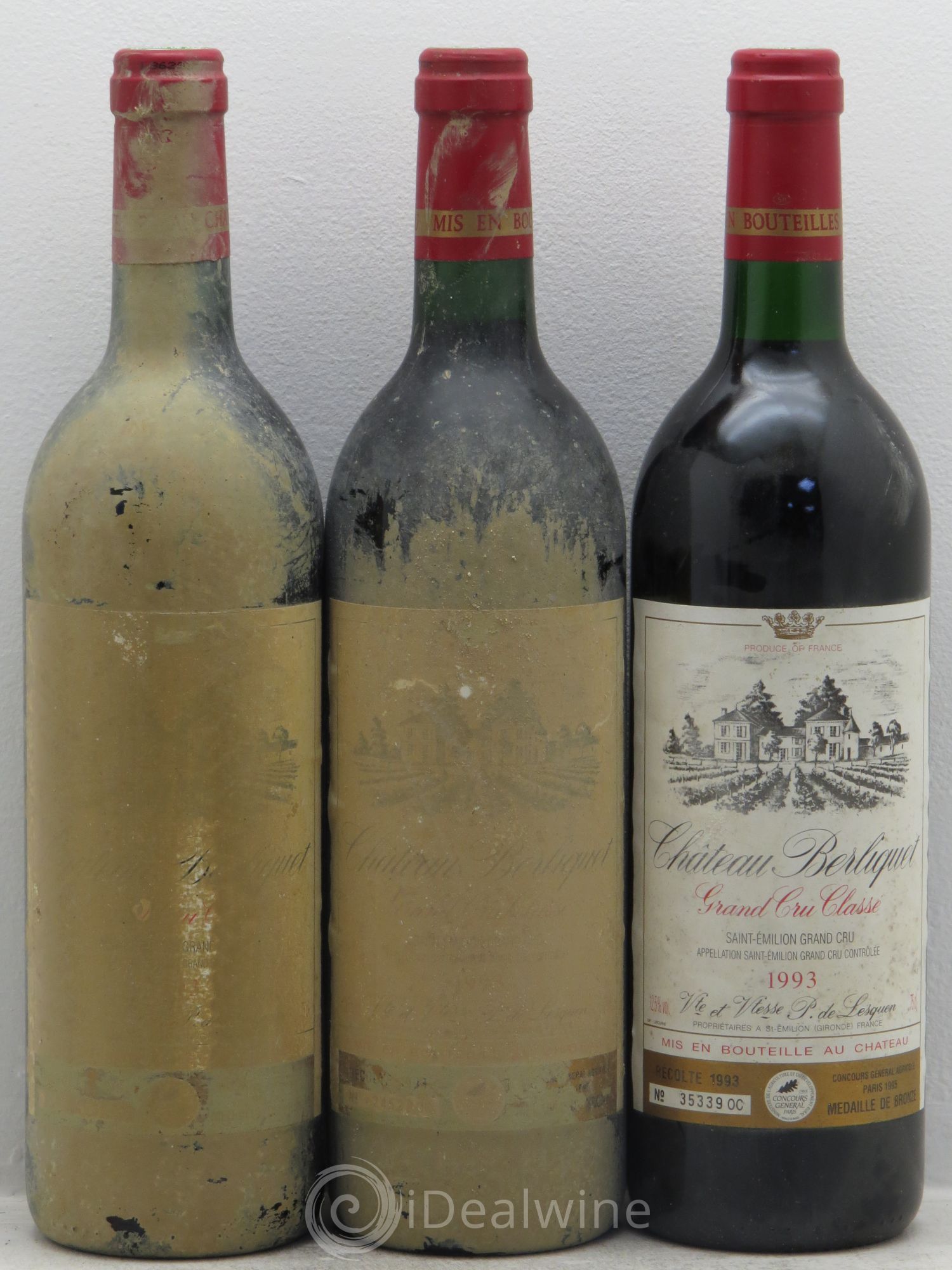 Château Berliquet Grand Cru Classé 1993 - Lot de 3 bouteilles - 0