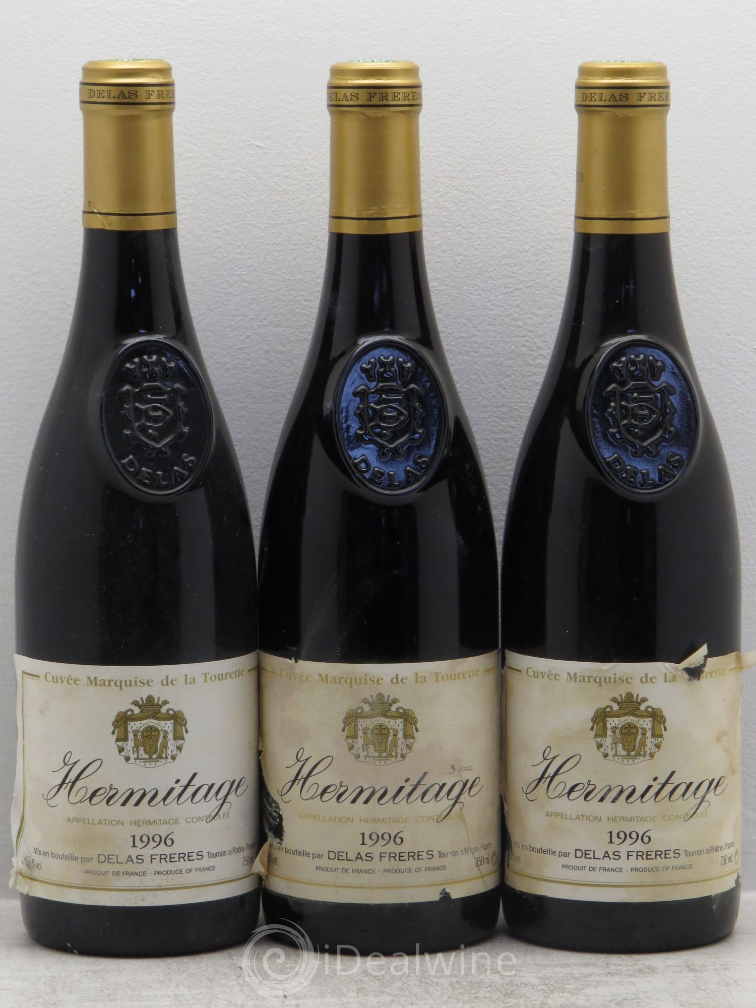 Hermitage Marquise de la Tourette Delas Frères 1996 - Lot de 3 bouteilles - 0