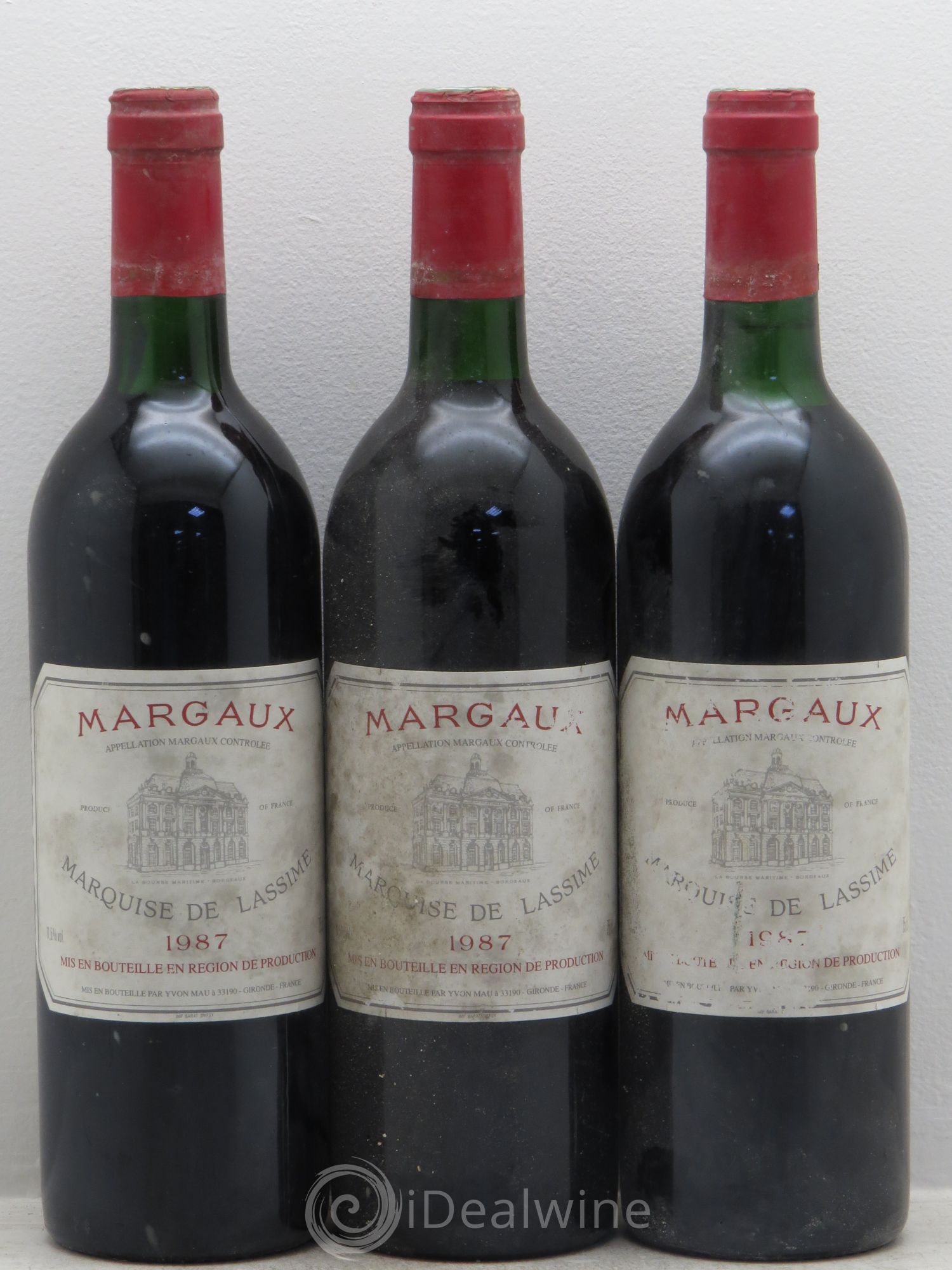 Bordeaux Marquise de Lassime - Margaux 1987 - Posten von 3 Flaschen - 0