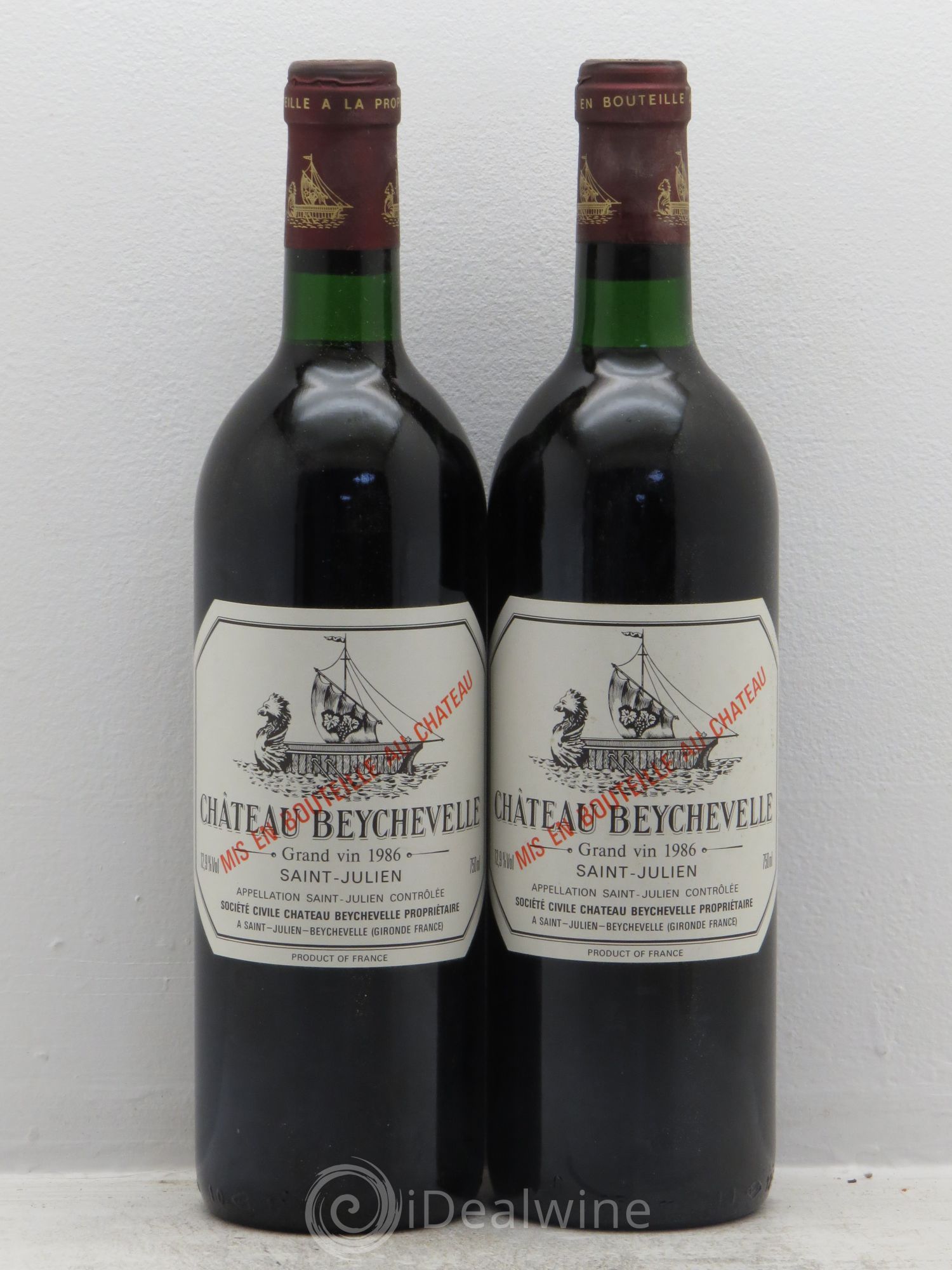 Château Beychevelle 4ème Grand Cru Classé 1986 - Lot de 2 bouteilles - 0