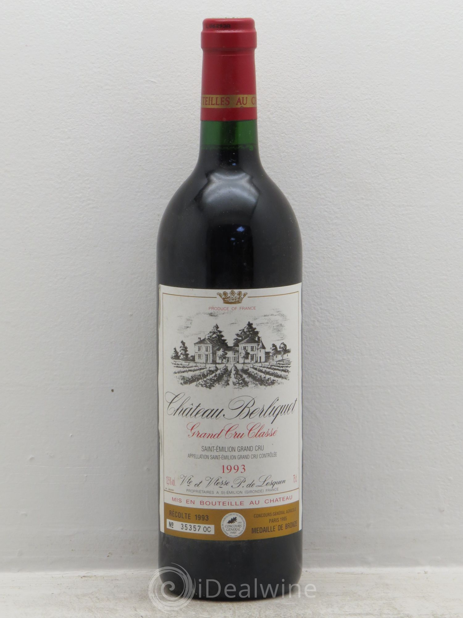 Château Berliquet Grand Cru Classé 1993 - Lot de 1 bouteille - 0