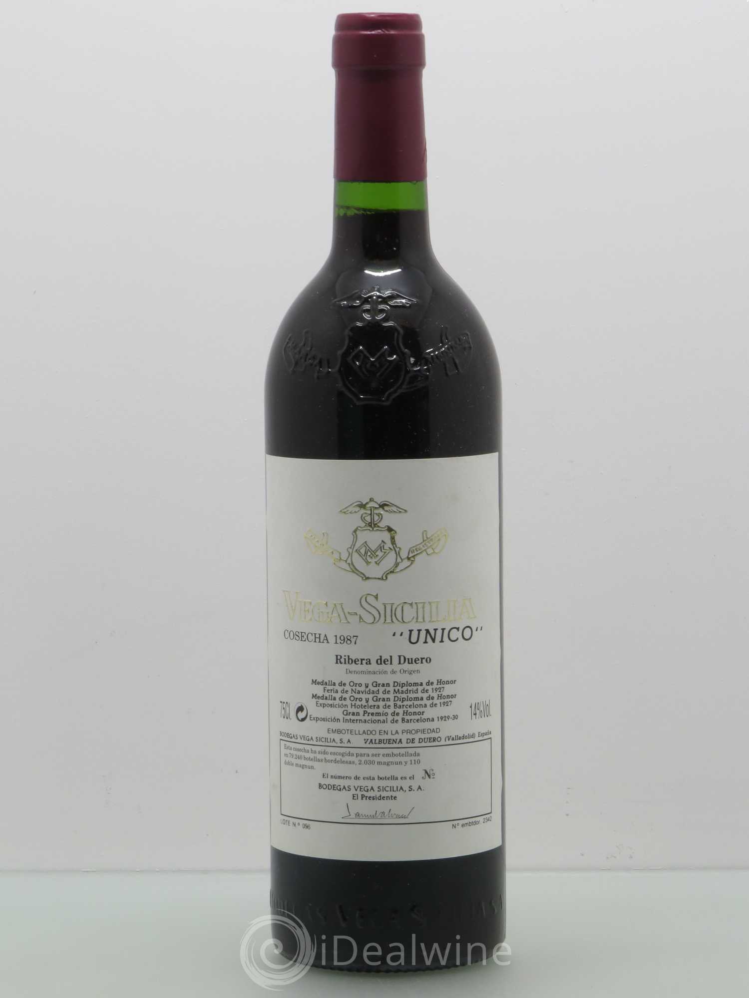 Ribera Del Duero DO Vega Sicilia Unico Famille Alvarez 1987 - Lot de 1 bouteille - 0