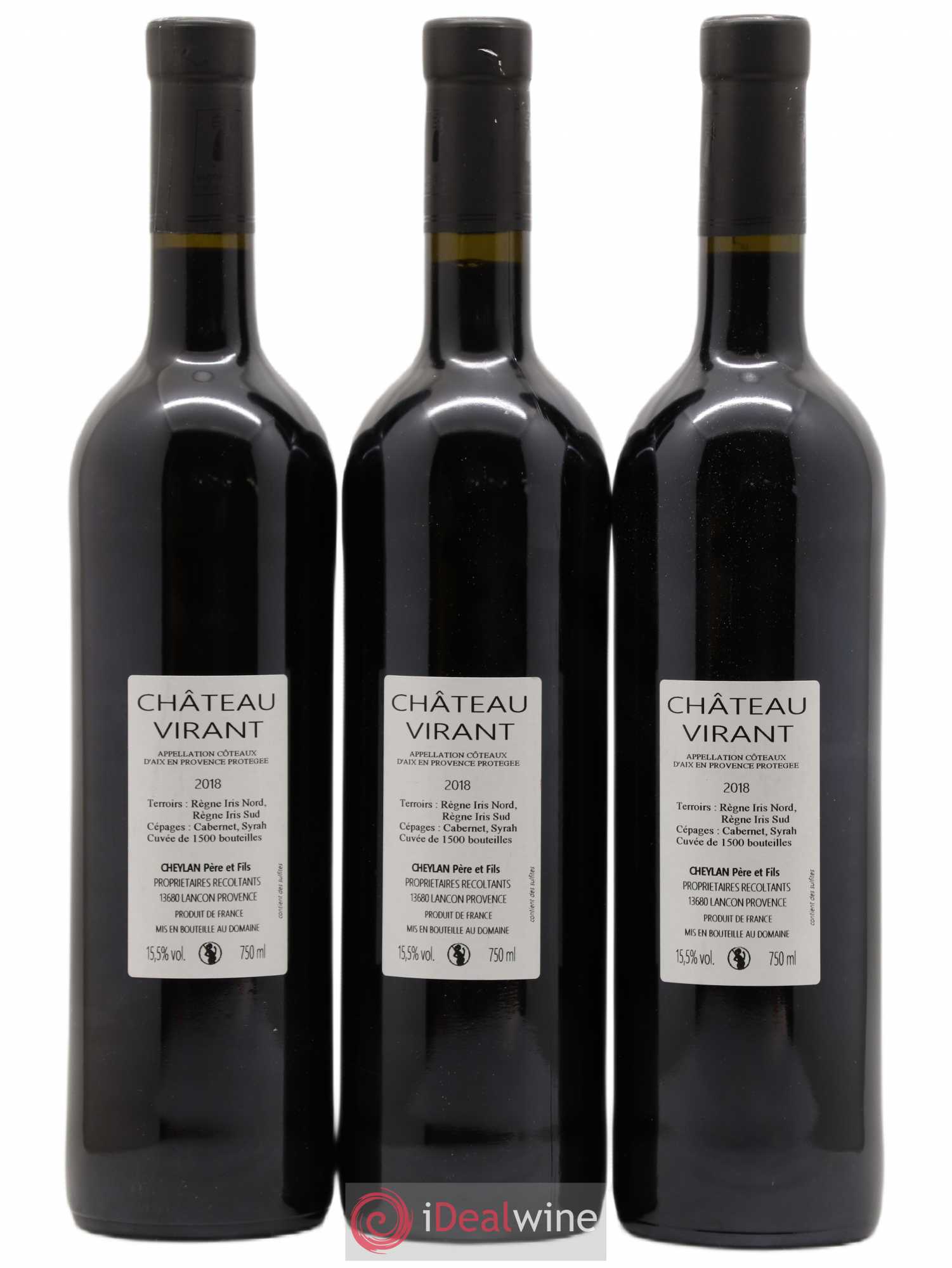 Coteaux d'Aix-en-Provence Cuvee Eric Verdier Château Virant 2018 - Posten von 3 Flaschen - 1