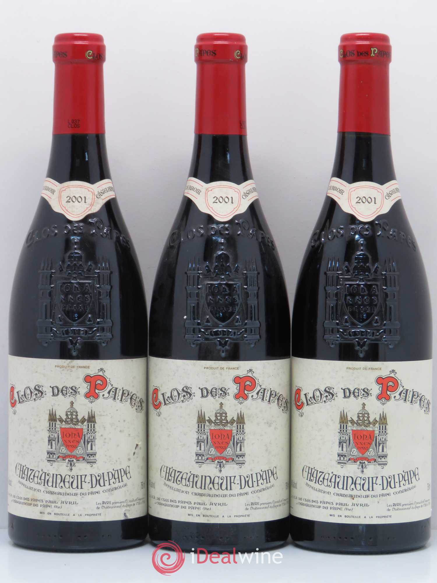 Châteauneuf-du-Pape Clos des Papes - Paul Avril 2001 - Lot de 3 bouteilles - 0