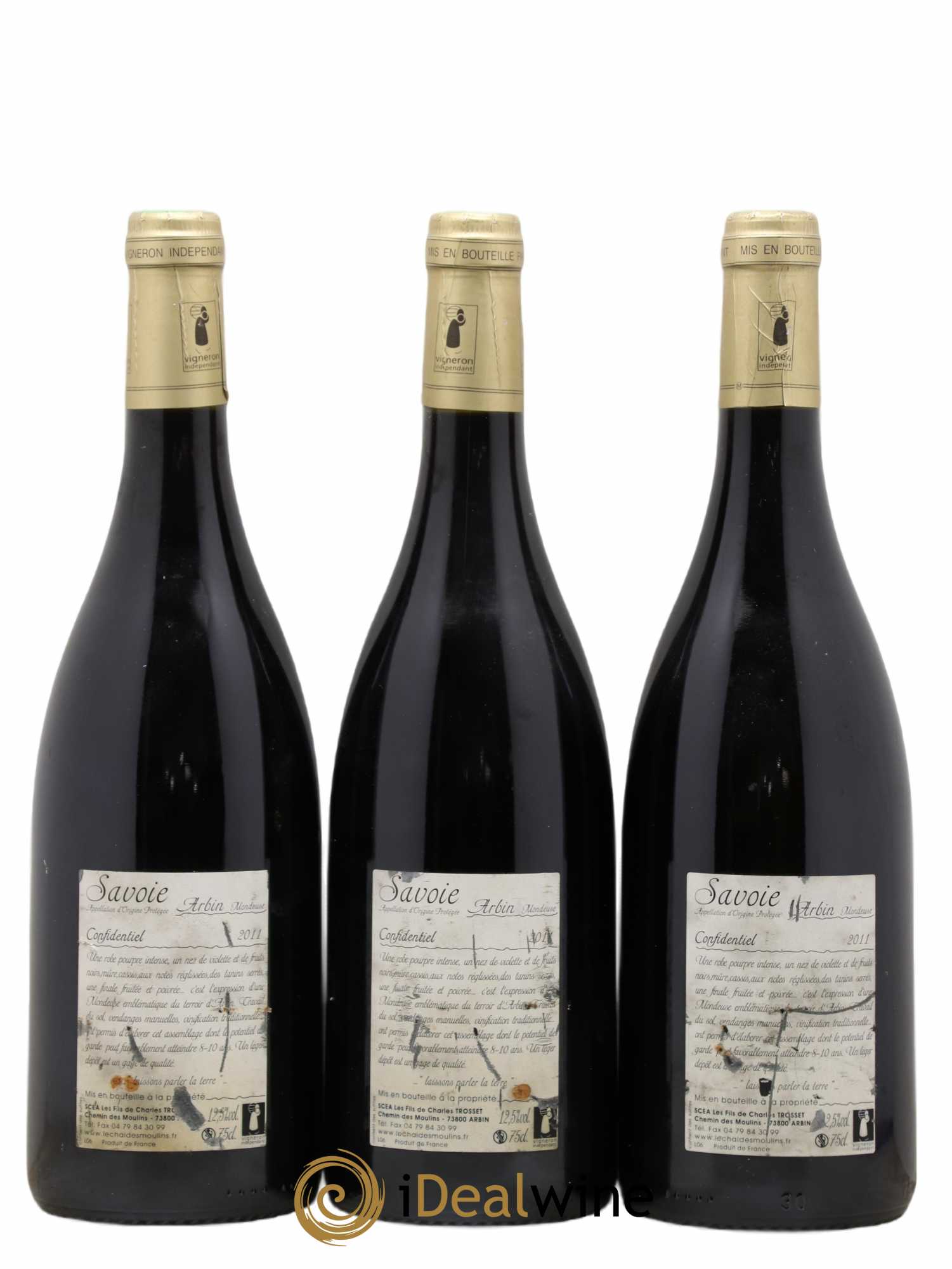 Vin de Savoie Arbin Mondeuse Confidentiel Trosset 2011 - Lot de 3 bouteilles - 1
