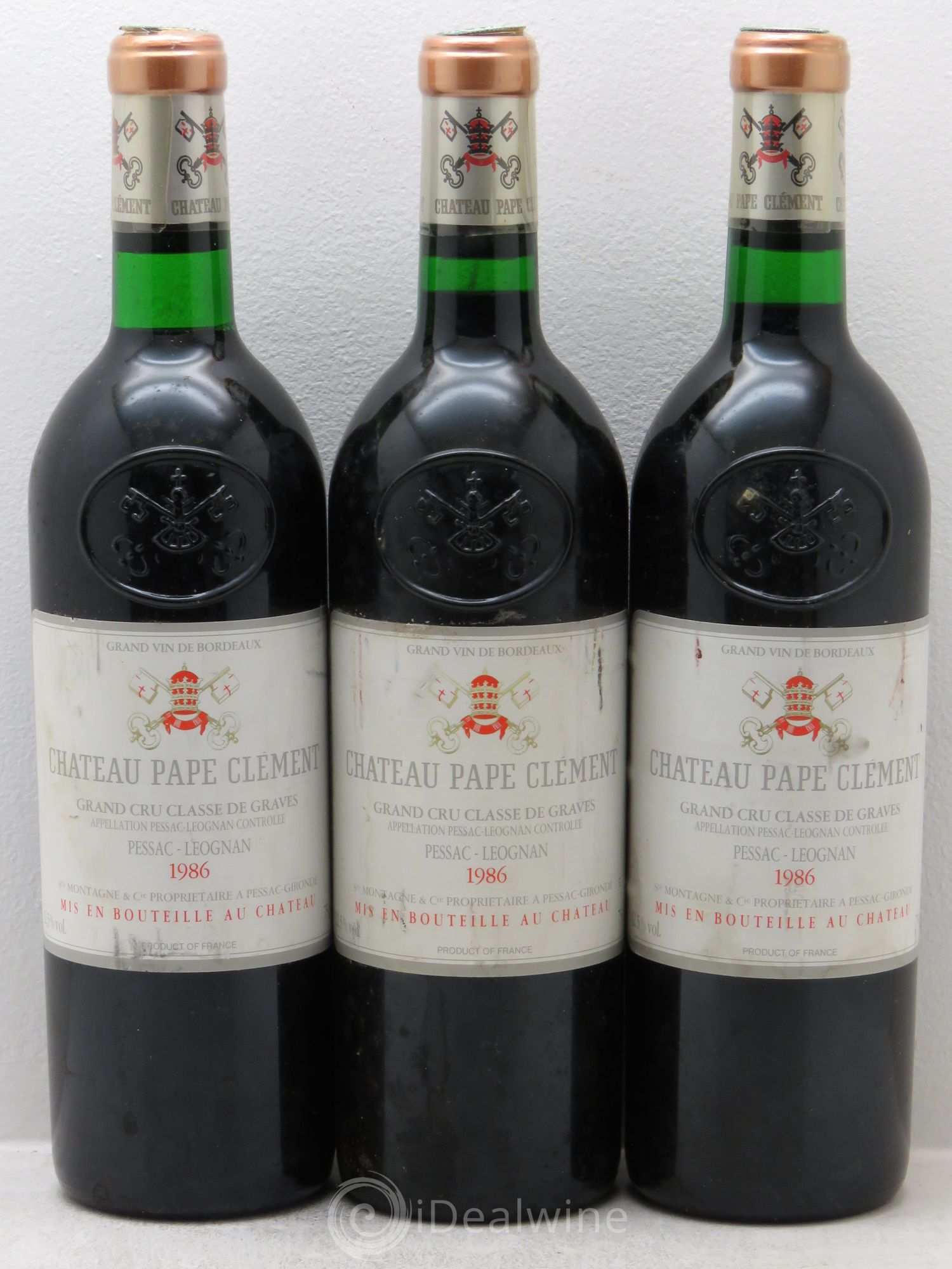 Château Pape Clément Cru Classé de Graves 1986 - Lot de 3 bouteilles - 0