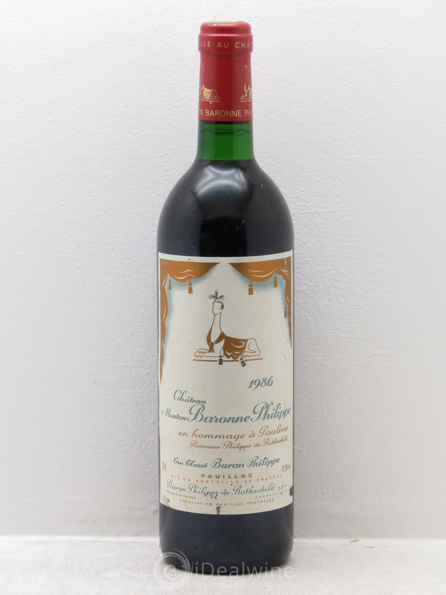 Château d' Armailhac - Mouton Baron(ne) Philippe 5ème Grand Cru Classé 1986 - Lot de 1 bouteille - 0