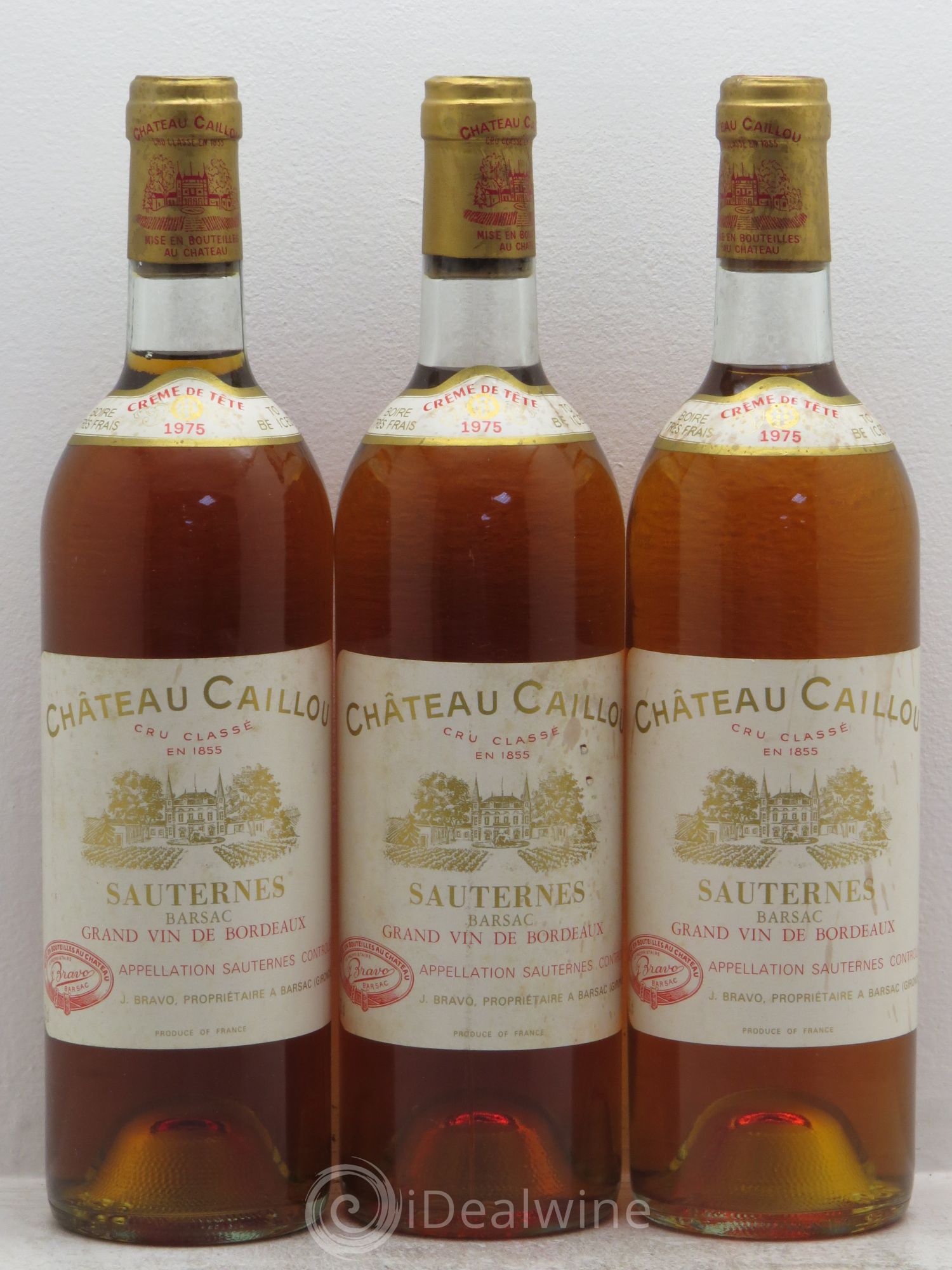 Château Caillou - Crème de Tête 2ème Grand Cru Classé 1975 - Lotto di 3 bottiglie - 0