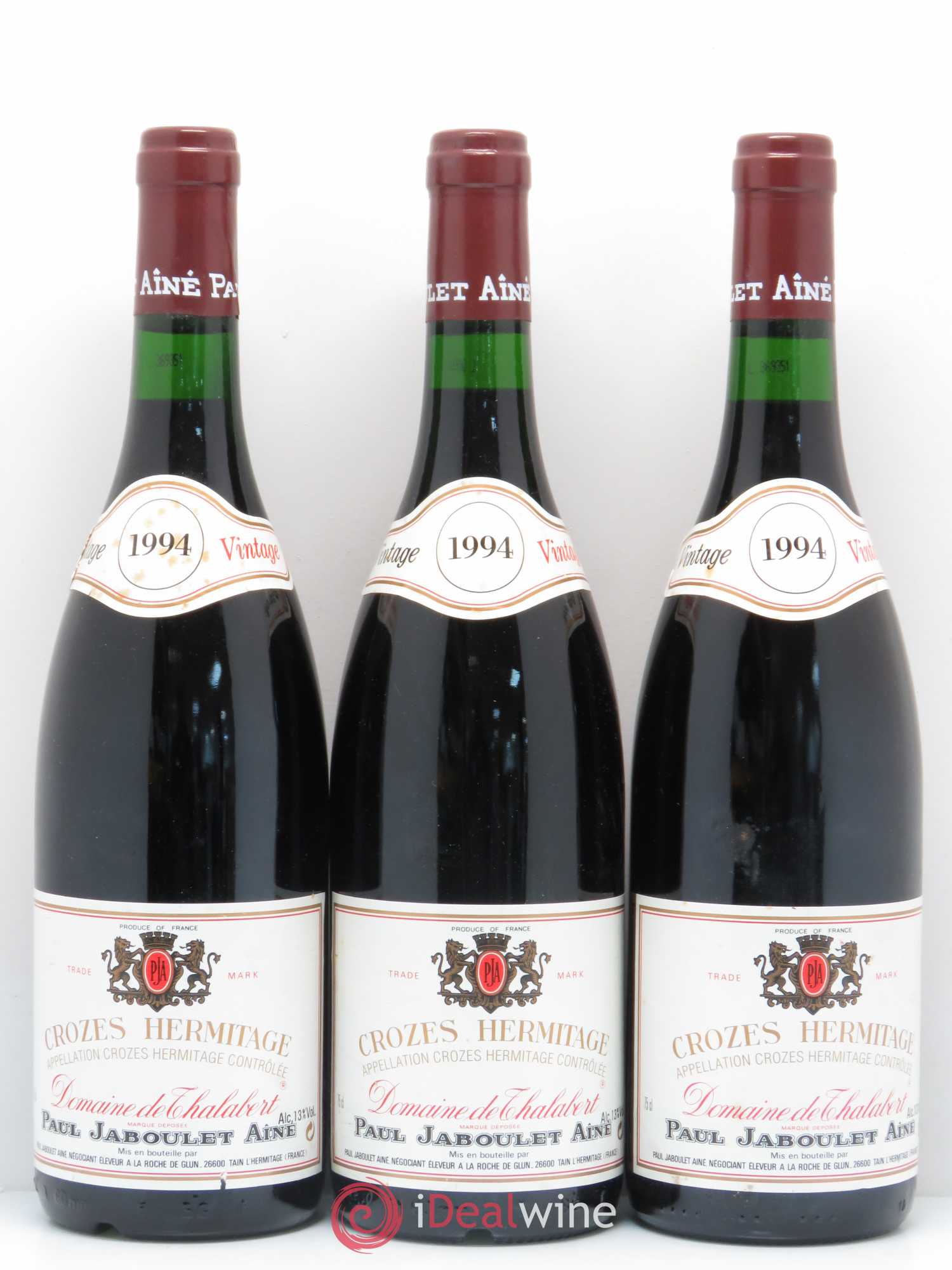 Crozes-Hermitage Domaine de Thalabert Paul Jaboulet Ainé (sans prix de réserve) 1994 - Lot de 3 bouteilles - 0