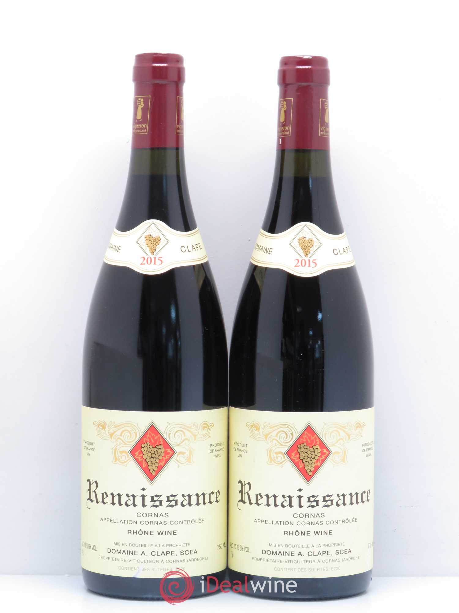 Cornas Renaissance Auguste Clape (sans prix de réserve) 2015 - Lot de 2 bouteilles - 0