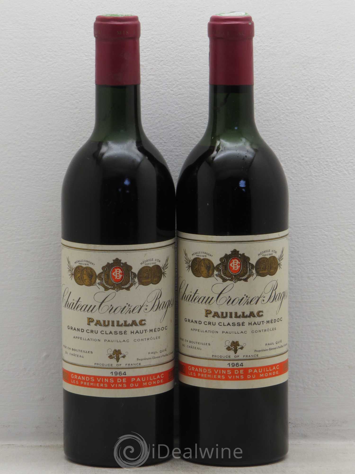 Château Croizet Bages 5ème Grand Cru Classé 1964 - Lot de 2 bouteilles - 0