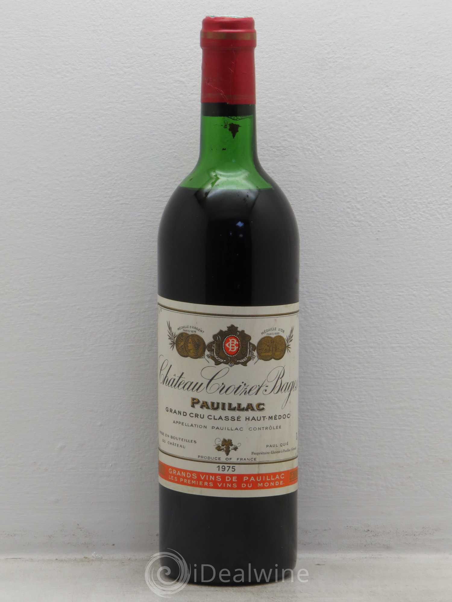 Château Croizet Bages 5ème Grand Cru Classé (sans prix de réserve) 1975 - Lot de 1 bouteille - 0