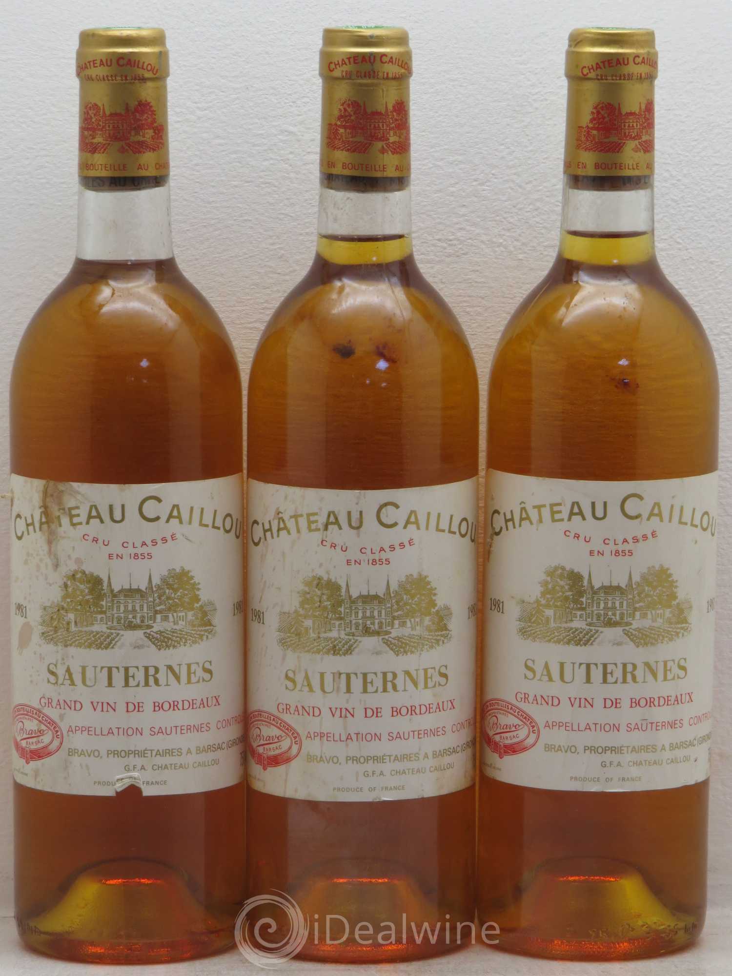 Château Caillou 2ème Grand Cru Classé 1981 - Lotto di 3 bottiglie - 0