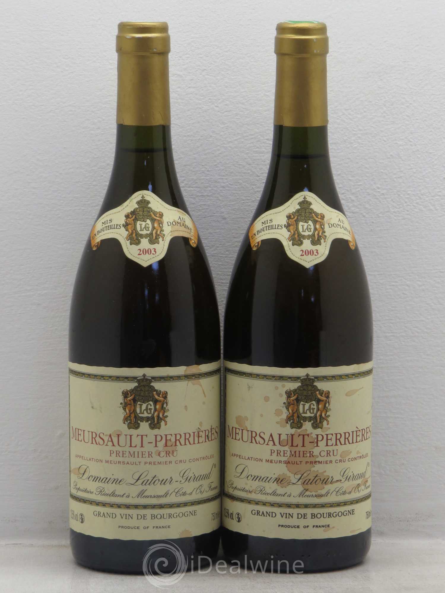 Meursault 1er Cru Latour et Giraud (sans prix de réserve) 2003 - Posten von 2 Flaschen - 0