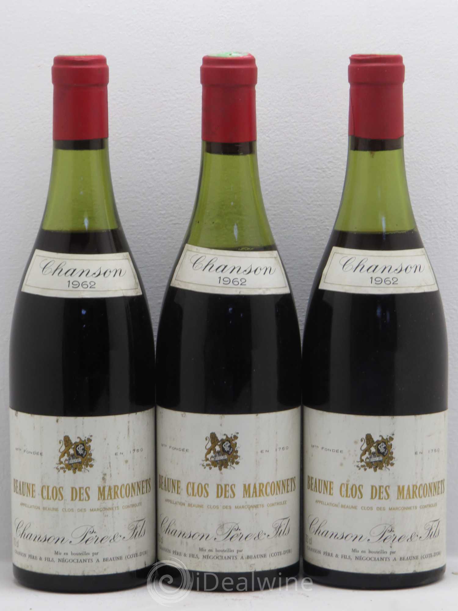 Beaune 1er Cru Domaine chanson (sans prix de réserve) 1962 - Posten von 3 Flaschen - 0