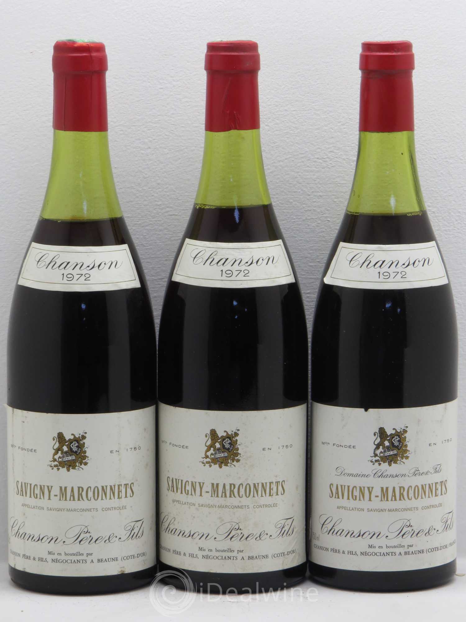 Savigny-lès-Beaune Les marconnets Domaine chanson 1972 - Lot de 3 bouteilles - 0