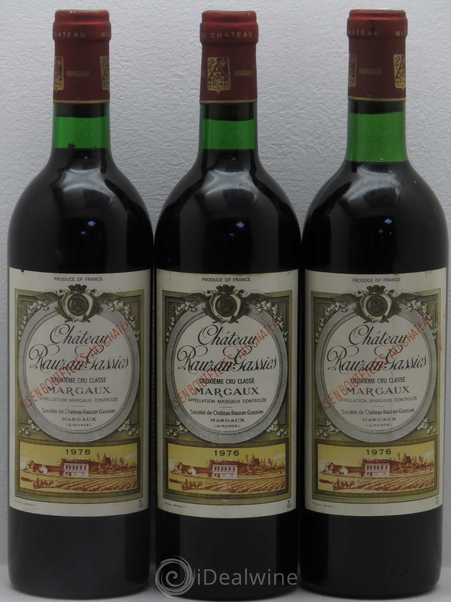 Château Rauzan-Gassies 2ème Grand Cru Classé 1976 - Lot de 3 bouteilles - 0