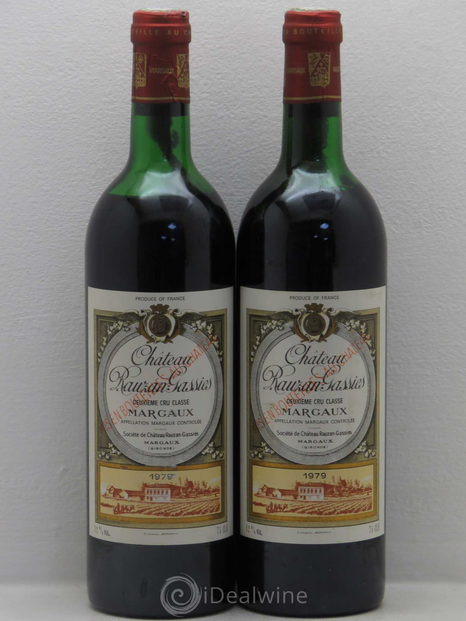 Château Rauzan-Gassies 2ème Grand Cru Classé (sans prix de réserve) 1979 - Lot de 2 bouteilles - 0