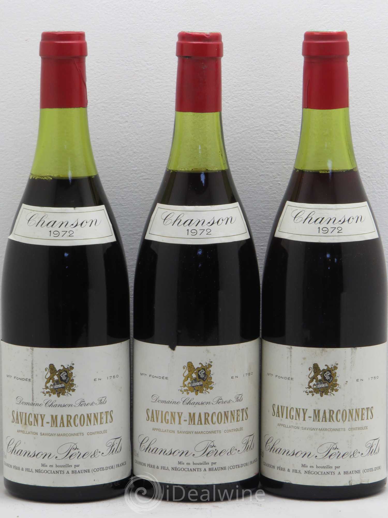 Savigny-lès-Beaune Les marconnets Domaine chanson 1972 - Lot de 3 bouteilles - 0