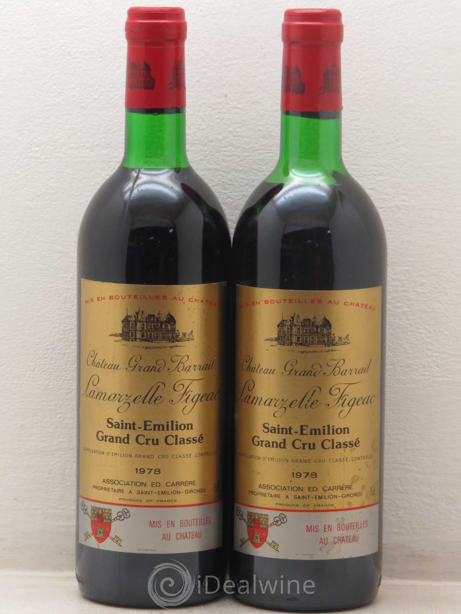 Château Grand Barrail Lamarzelle Figeac Grand Cru Classé 1978 - Lot de 2 bouteilles - 0