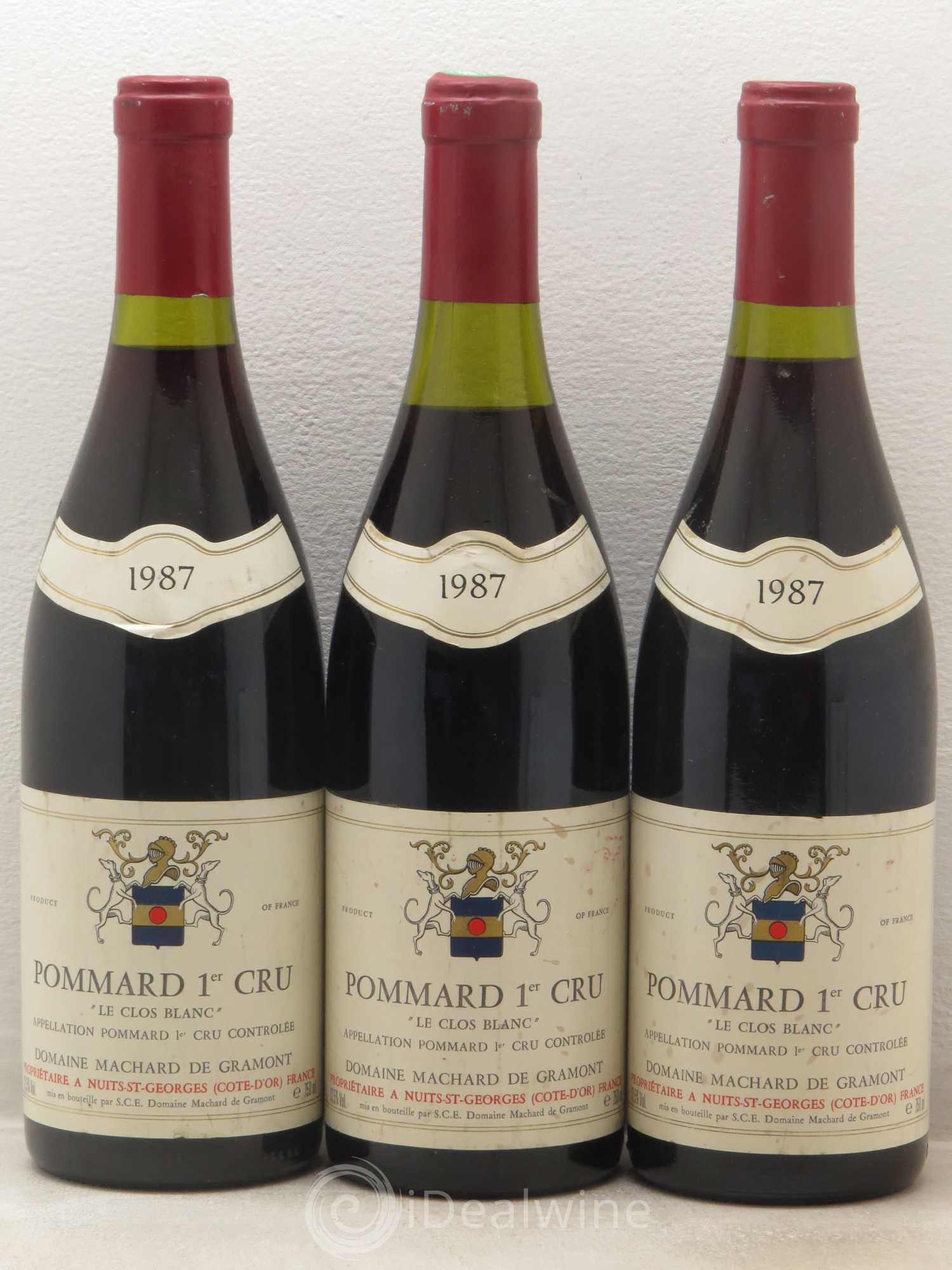 Pommard 1er Cru Clos Blanc Machard de Gramont 1987 - Posten von 3 Flaschen - 0
