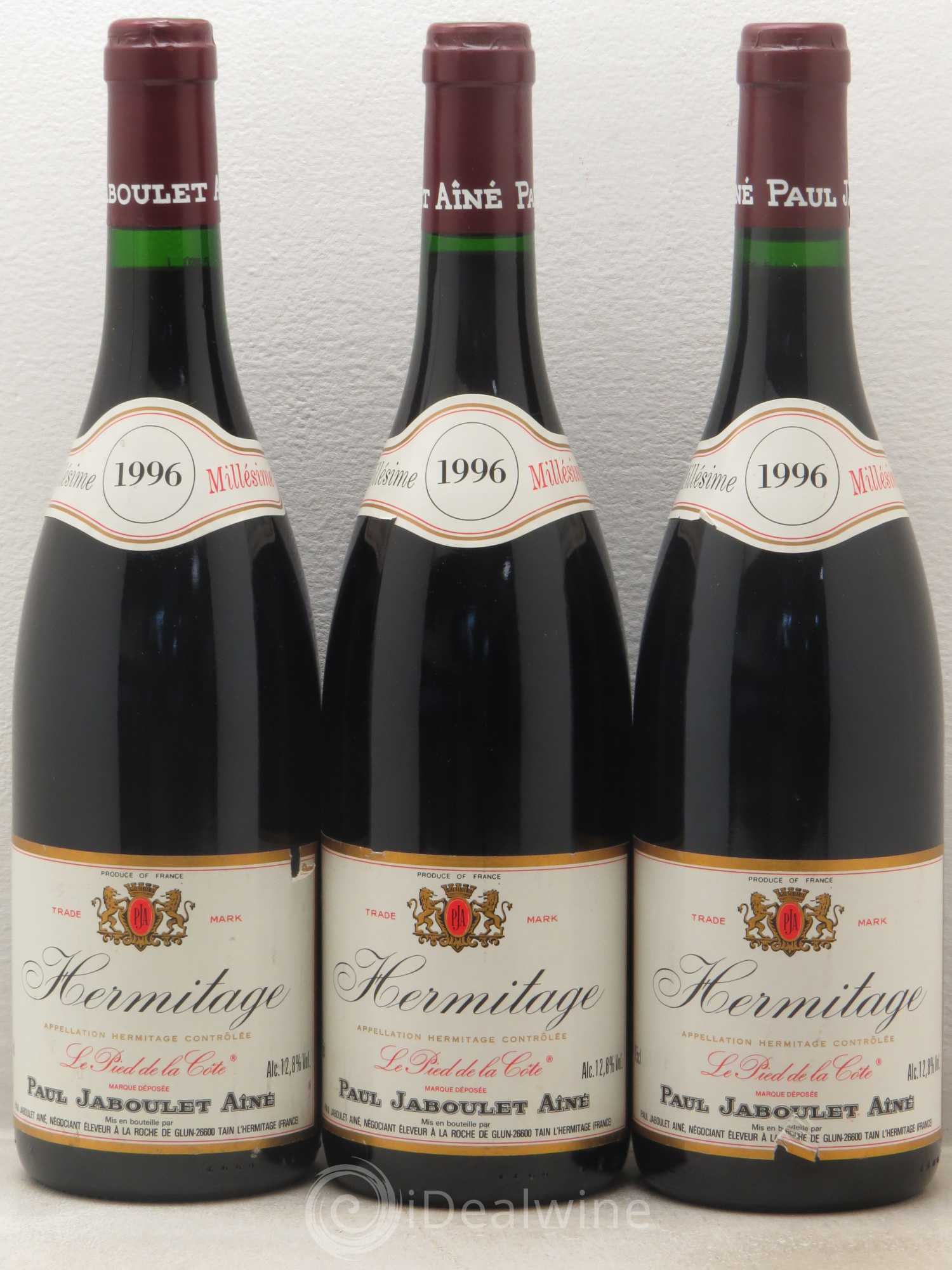 Hermitage Pied De La Côte Jaboulet Aine (sans prix de reserve) 1996 - Posten von 3 Flaschen - 0