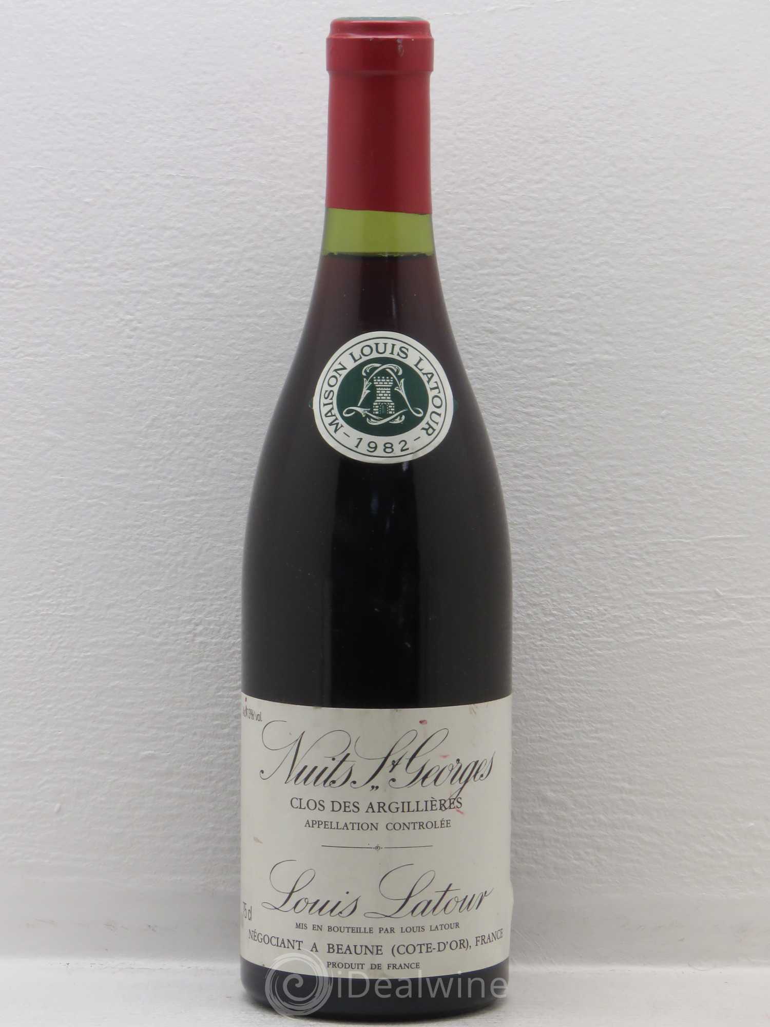 Nuits-Saint-Georges 1er Cru Clos Des Argillieres Maison Louis Latour (sans prix de reserve) 1982 - Posten von 1 Flasche - 0
