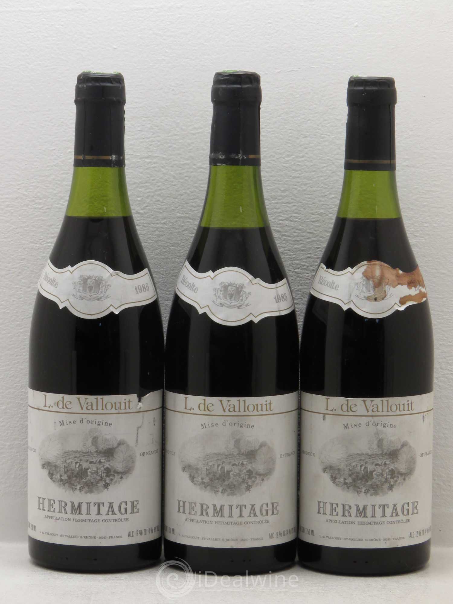 Hermitage L De Vallouit (sans prix de reserve) 1985 - Posten von 3 Flaschen - 0