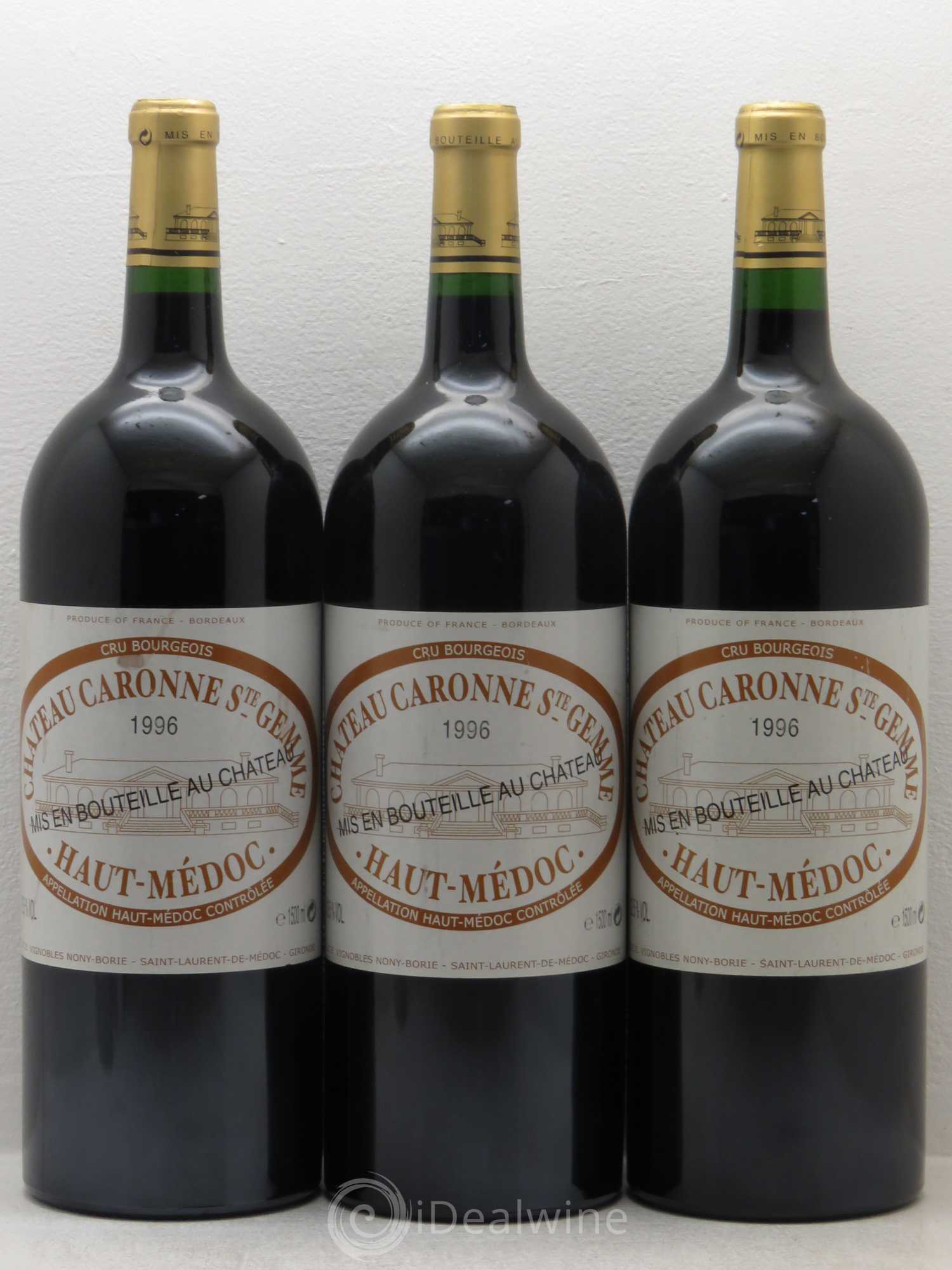 Château Caronne Sainte-Gemme Cru Bourgeois (sans prix de reserve) 1996 - Lot de 3 magnums - 0