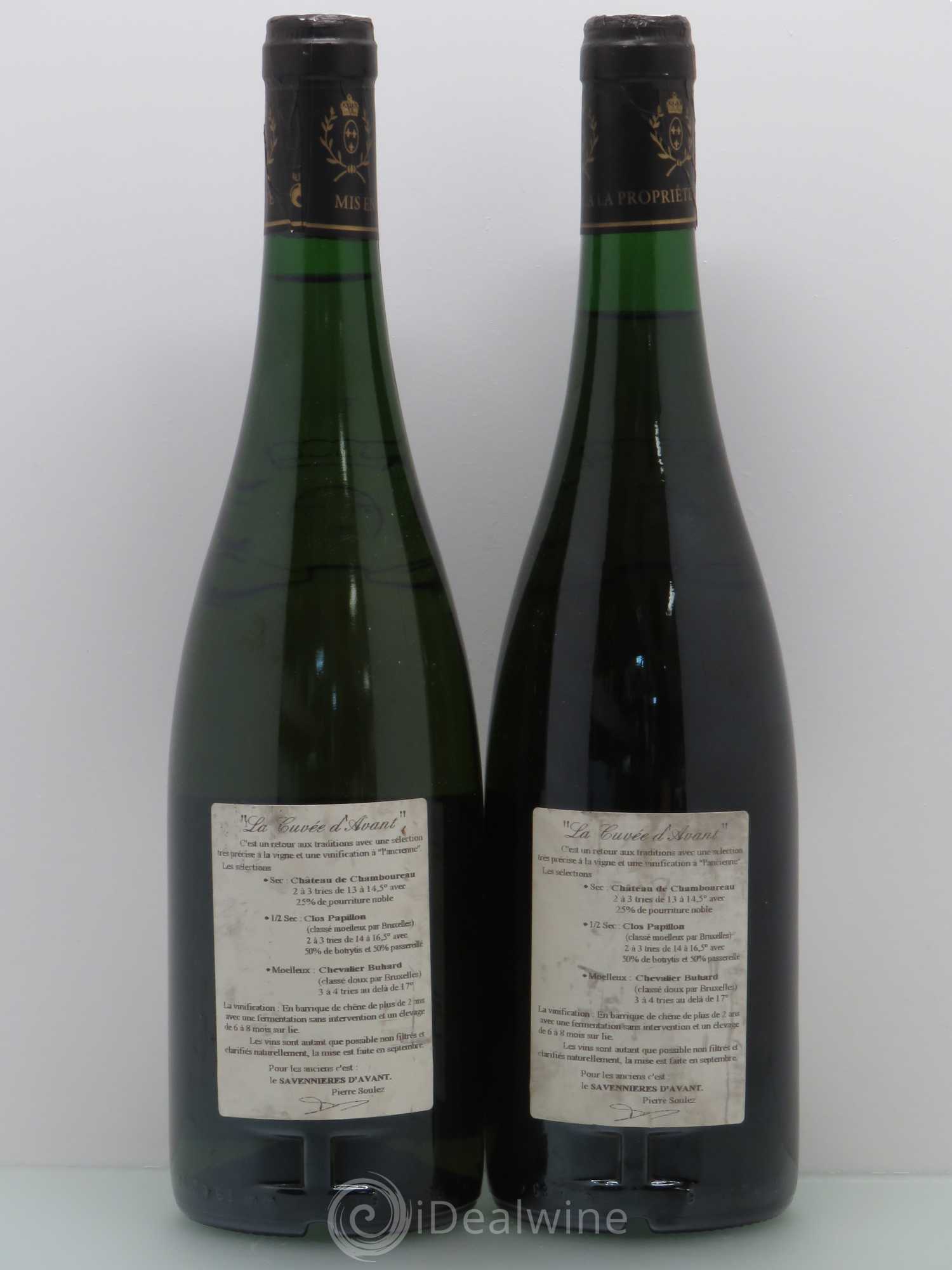 Savennières Savennières Moelleux Cuvée D'avant Château Chamboureau Clos du Papillon (sans prix de réserve) 1995 - Posten von 2 Flaschen - 1
