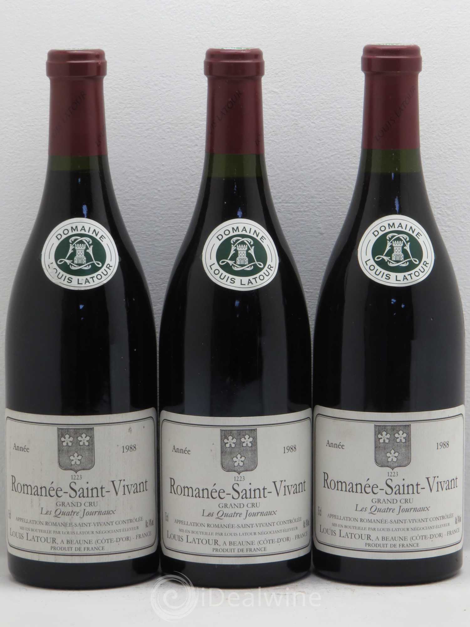 Romanée-Saint-Vivant Grand Cru Les Quatre Journaux Louis Latour 1988 - Lot de 3 bouteilles - 0