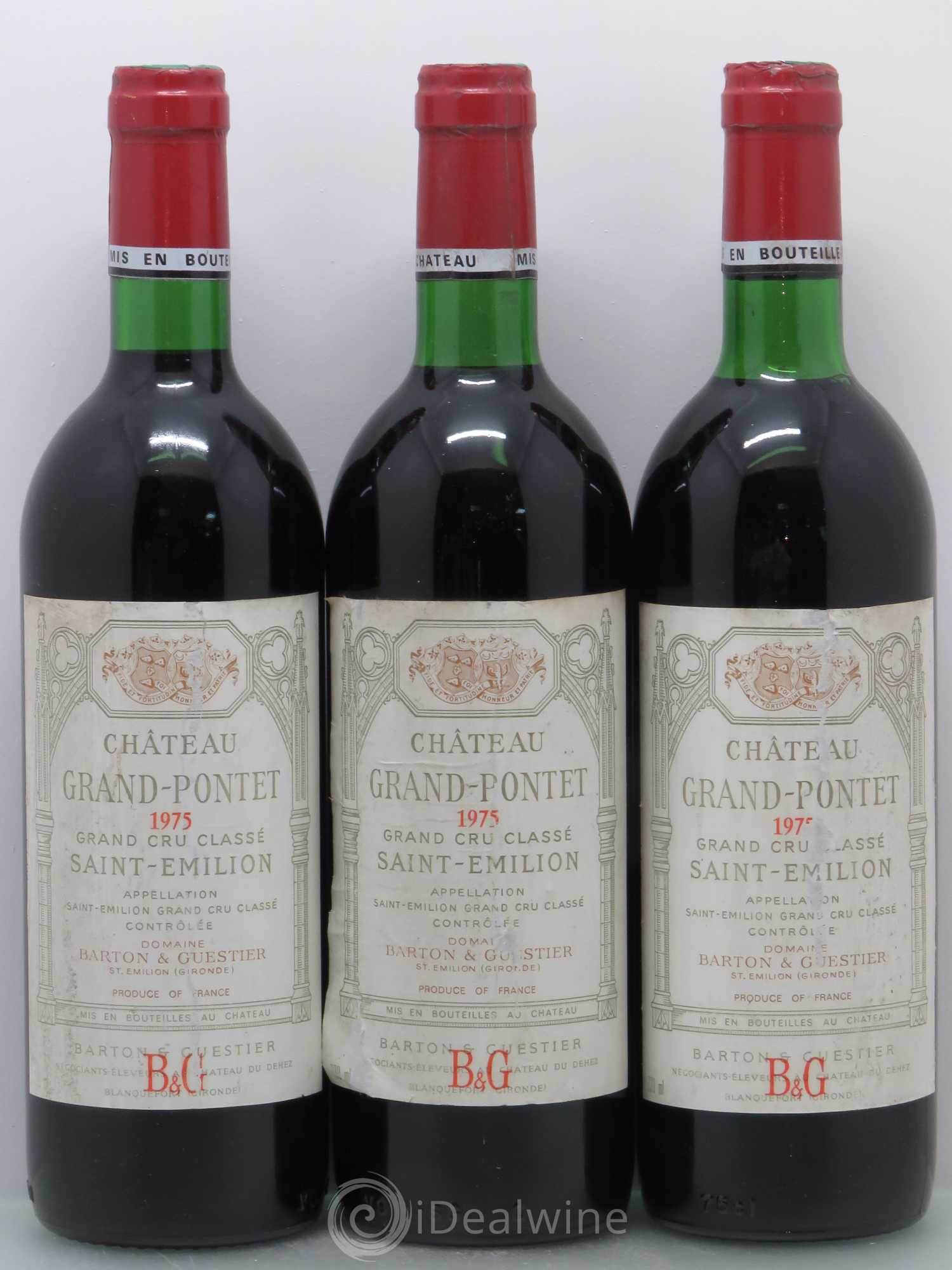 Château Grand Pontet Grand Cru Classé 1975 - Lot de 3 bouteilles - 0