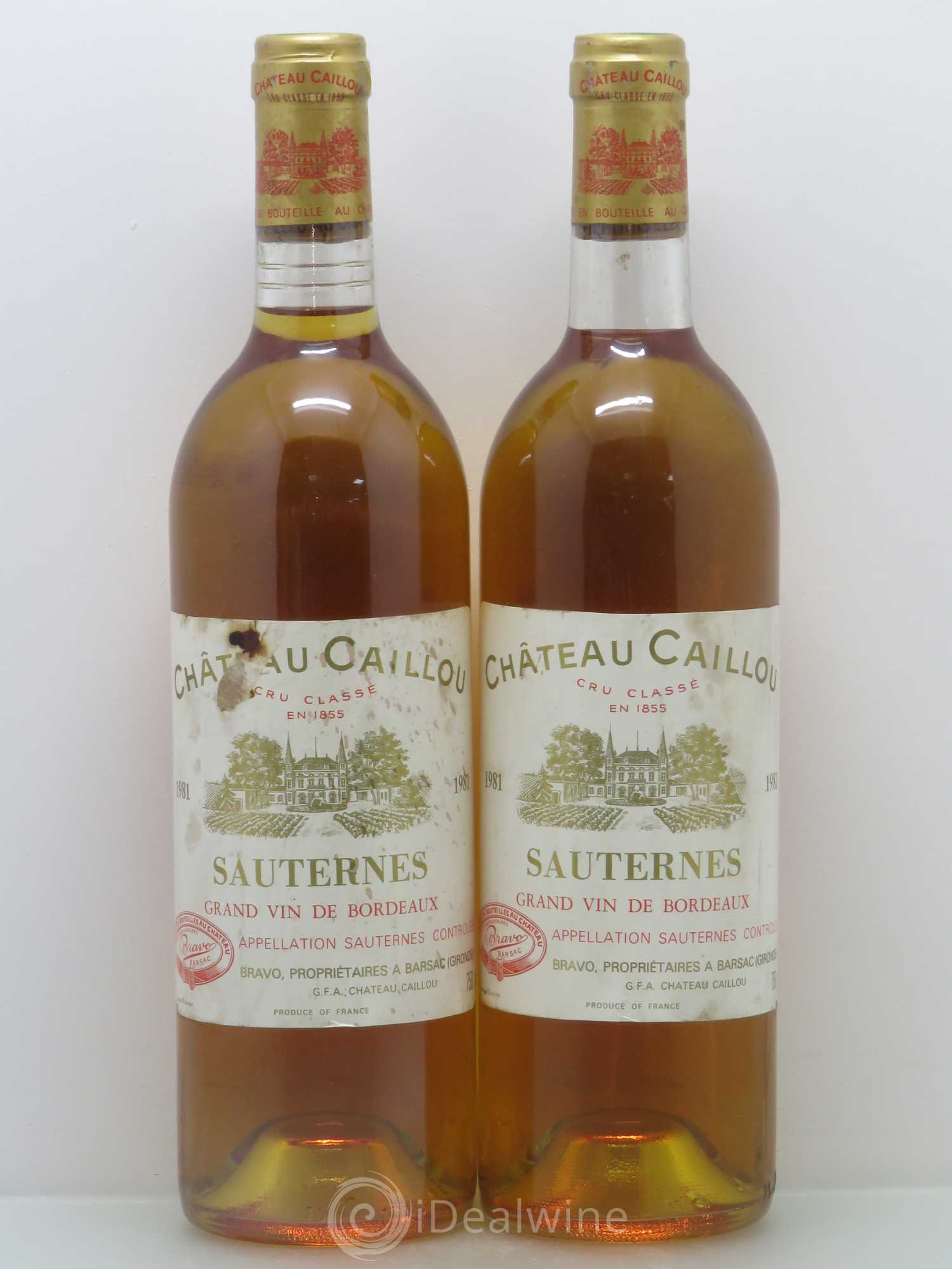 Château Caillou 2ème Grand Cru Classé 1981 - Lotto di 2 bottiglie - 0