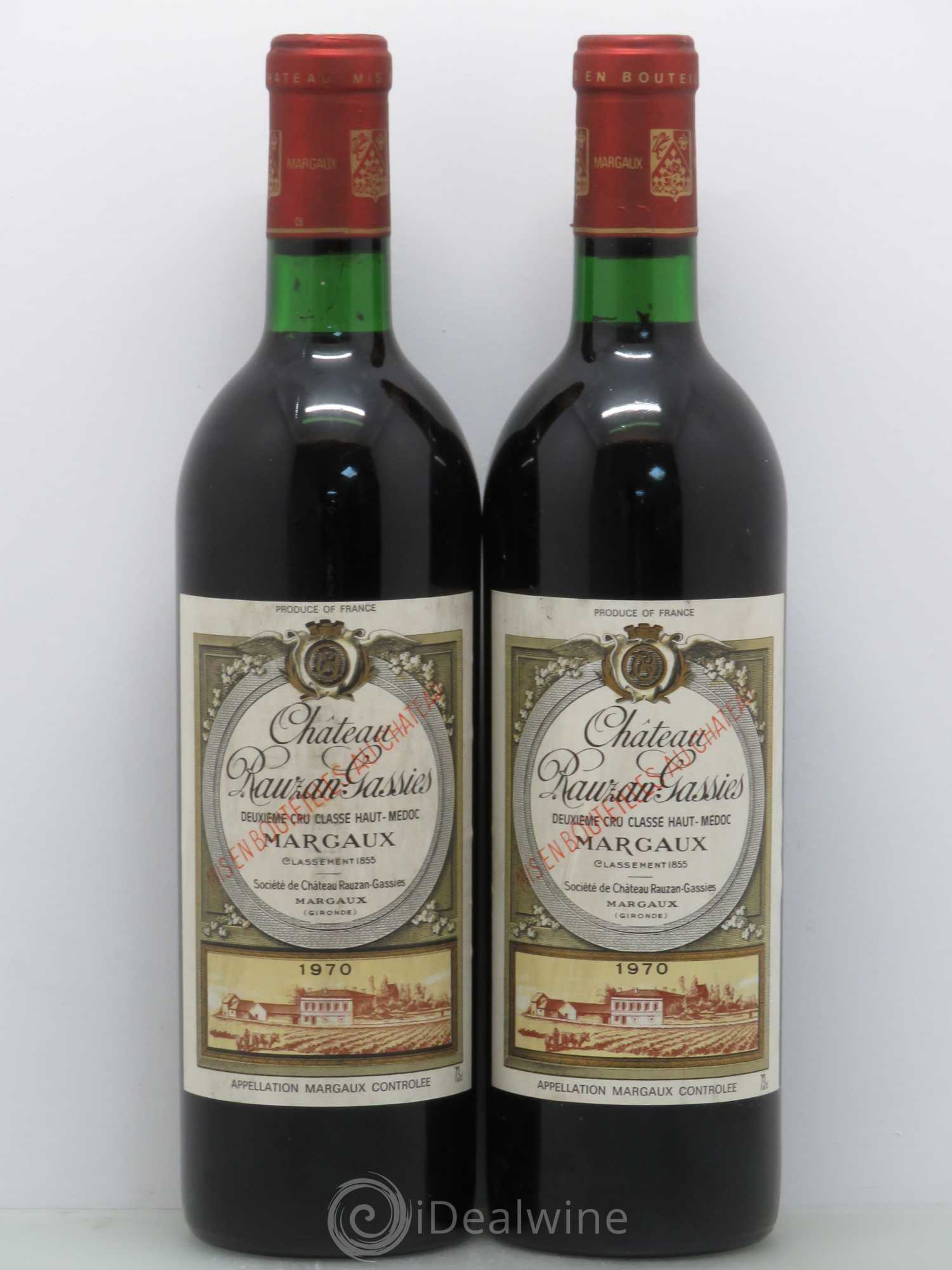 Château Rauzan-Gassies 2ème Grand Cru Classé 1970 - Lot de 2 bouteilles - 0
