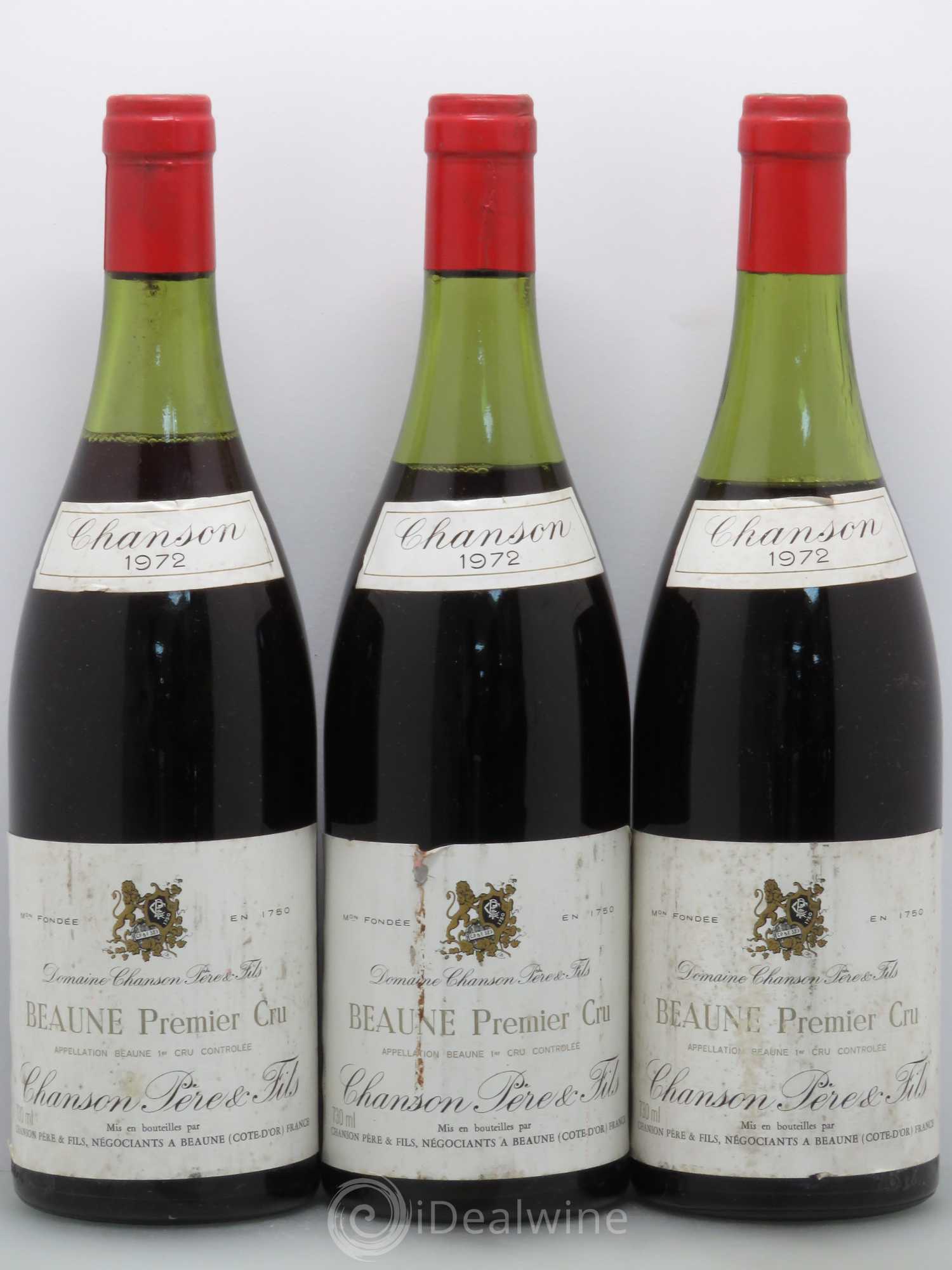 Beaune 1er Cru Maison Chanson 1972 - Lot de 3 bouteilles - 0