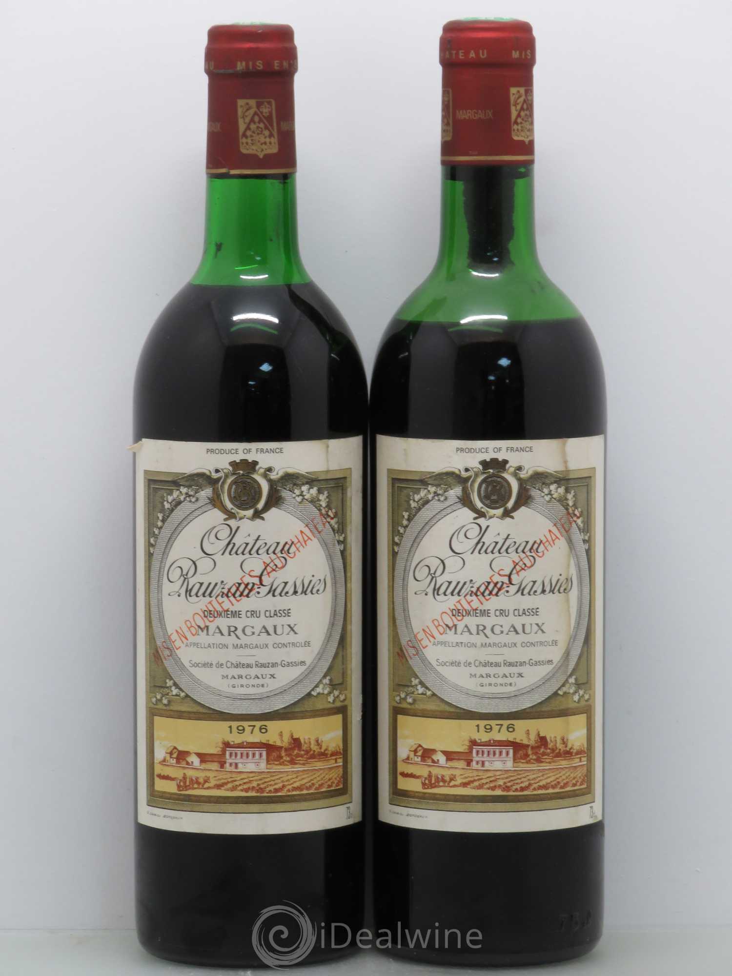 Château Rauzan-Gassies 2ème Grand Cru Classé 1976 - Lot de 2 bouteilles - 0
