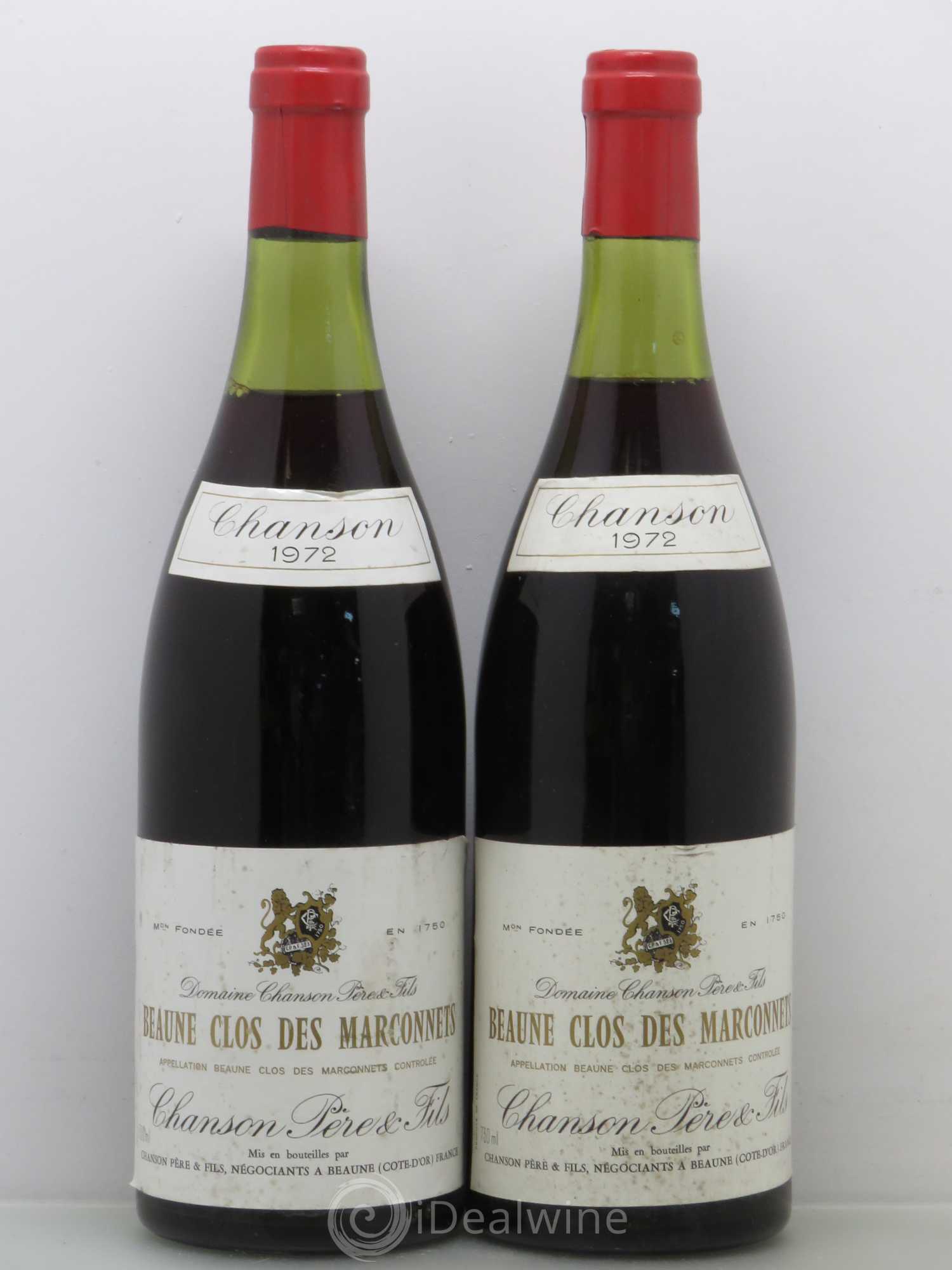 Beaune 1er Cru Clos Des Marconnets Maison Chanson (sans prix de réserve) 1972 - Posten von 2 Flaschen - 0