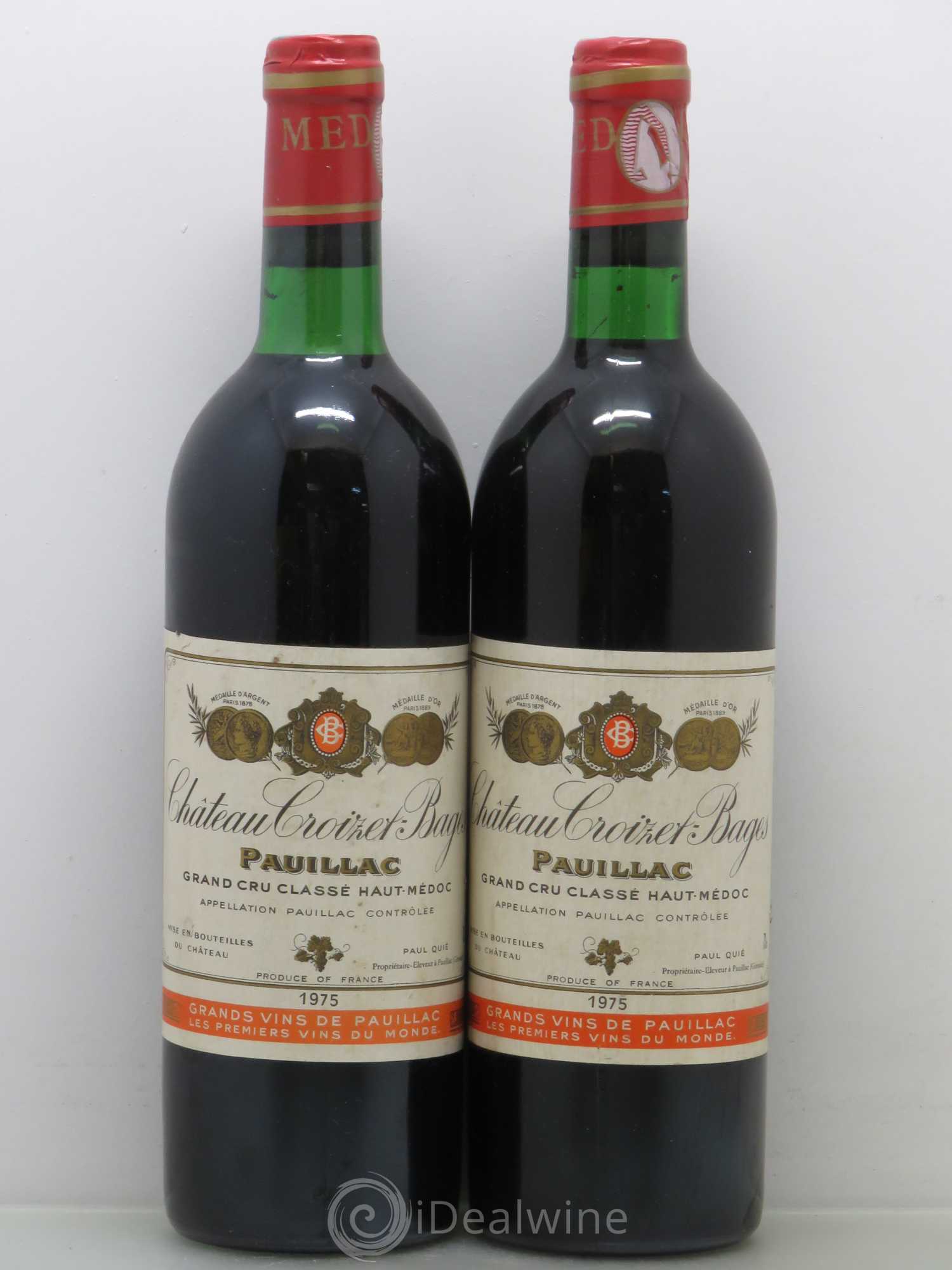 Château Croizet Bages 5ème Grand Cru Classé (sans prix de réserve) 1975 - Lot de 2 bouteilles - 0