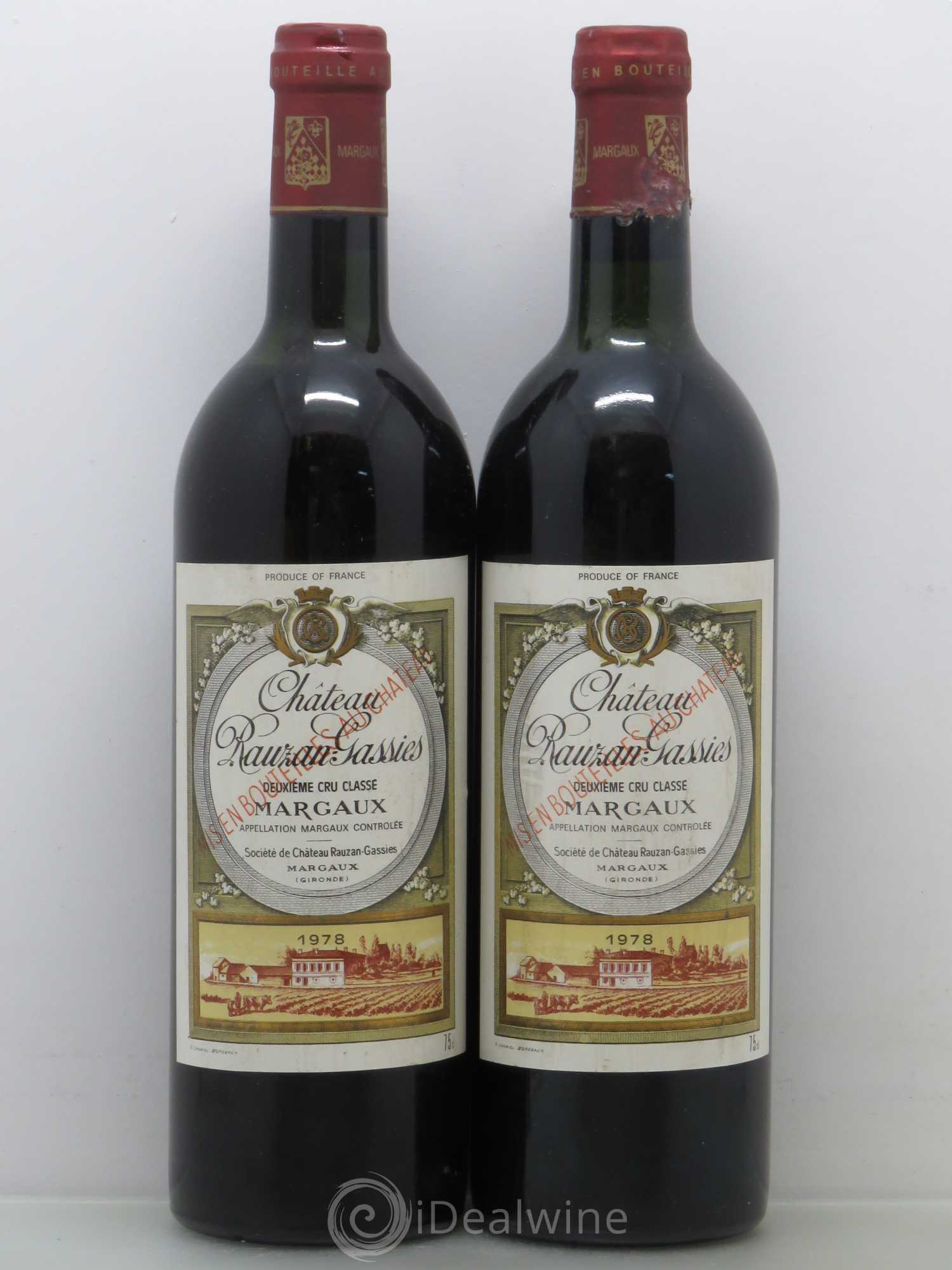 Château Rauzan-Gassies 2ème Grand Cru Classé (sans prix de réserve) 1978 - Lot de 2 bouteilles - 0