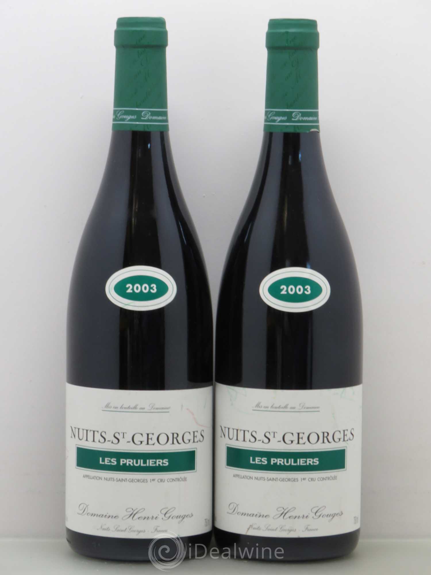 Nuits-Saint-Georges 1er Cru Les Pruliers Henri Gouges (sans prix de réserve) 2003 - Lot de 2 bouteilles - 0