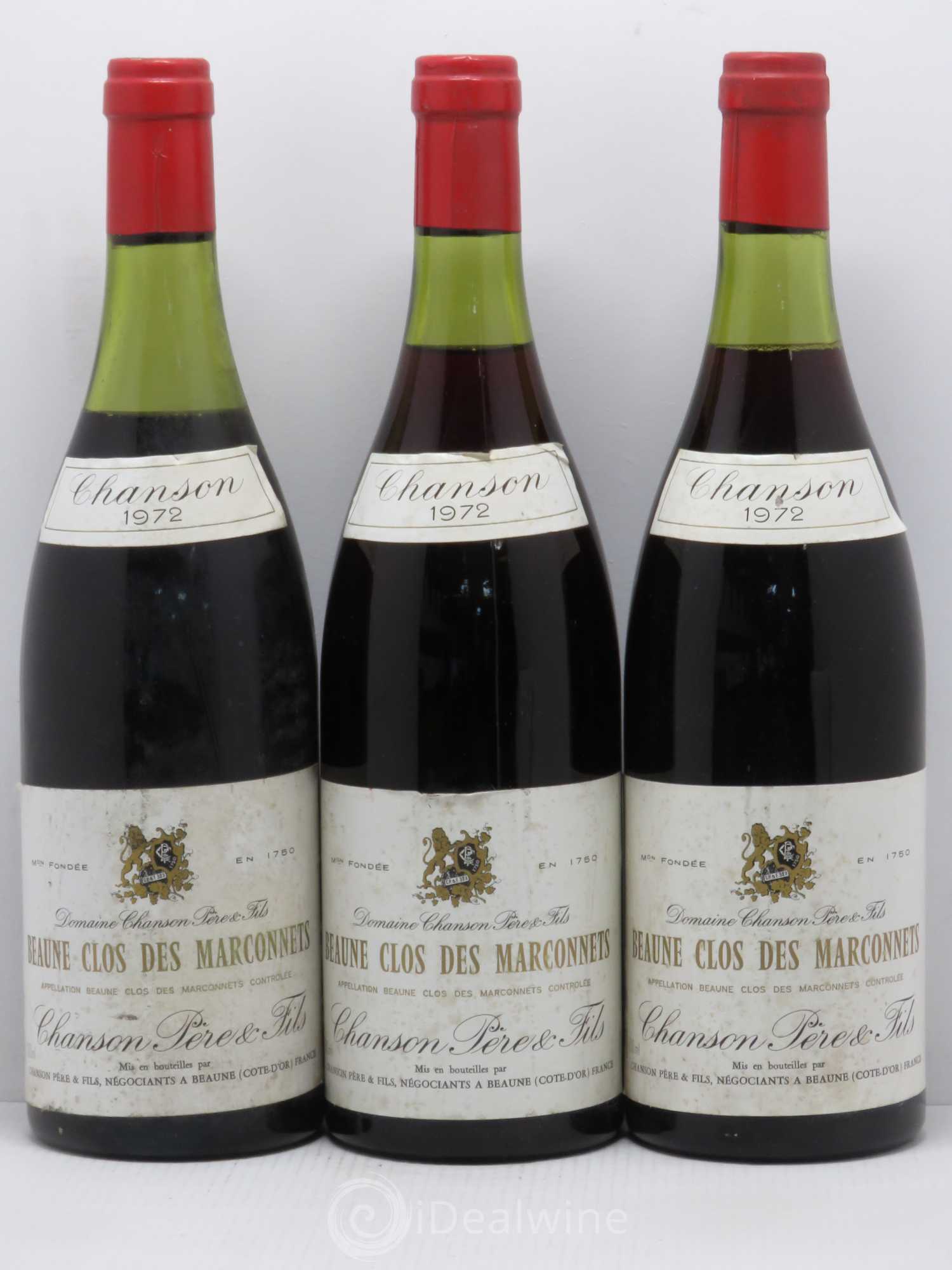 Beaune 1er Cru Clos Des Marconnets Maison Chanson (sans prix de réserve) 1972 - Posten von 5 Flaschen - 1