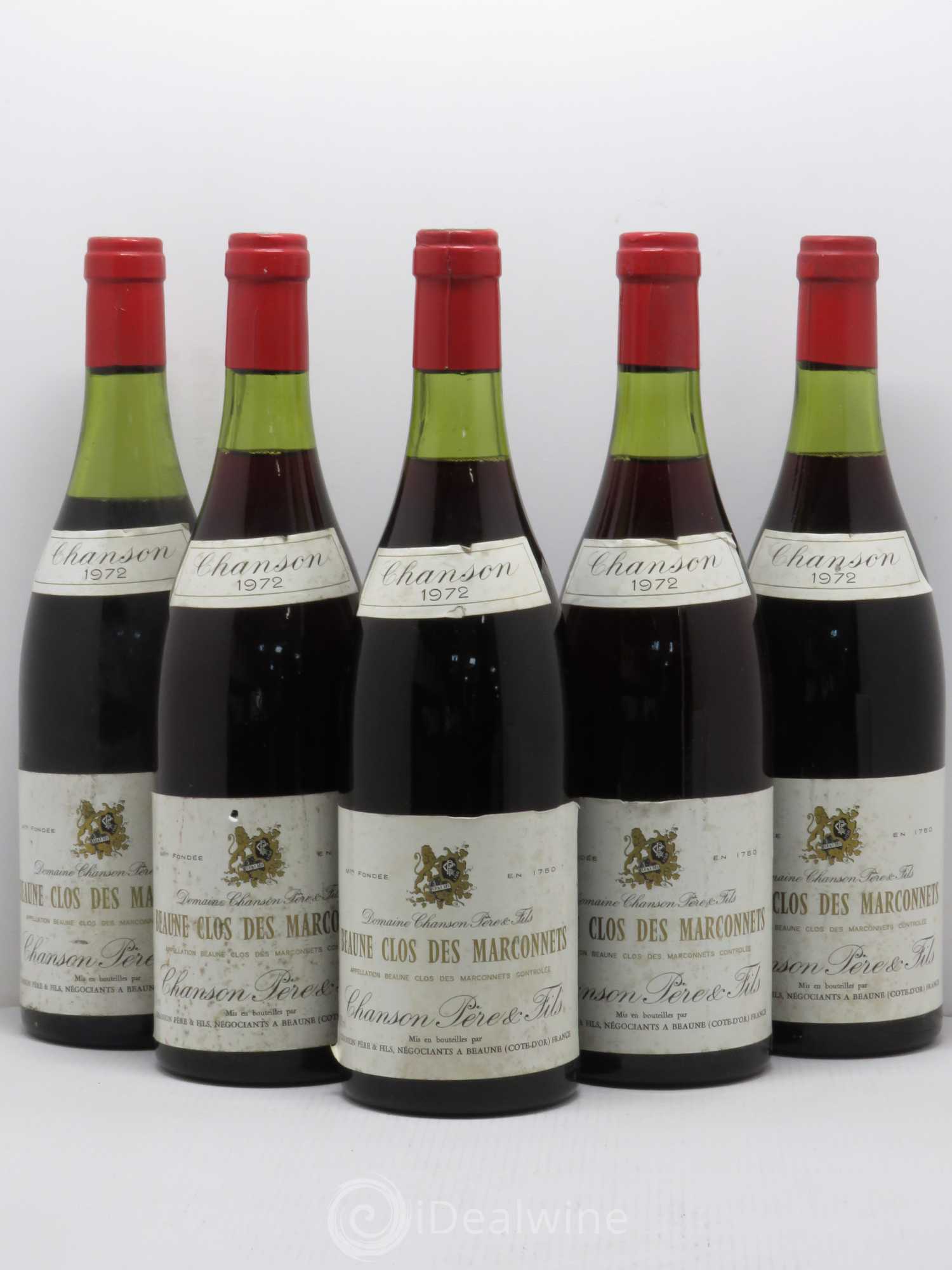 Beaune 1er Cru Clos Des Marconnets Maison Chanson (sans prix de réserve) 1972 - Posten von 5 Flaschen - 0
