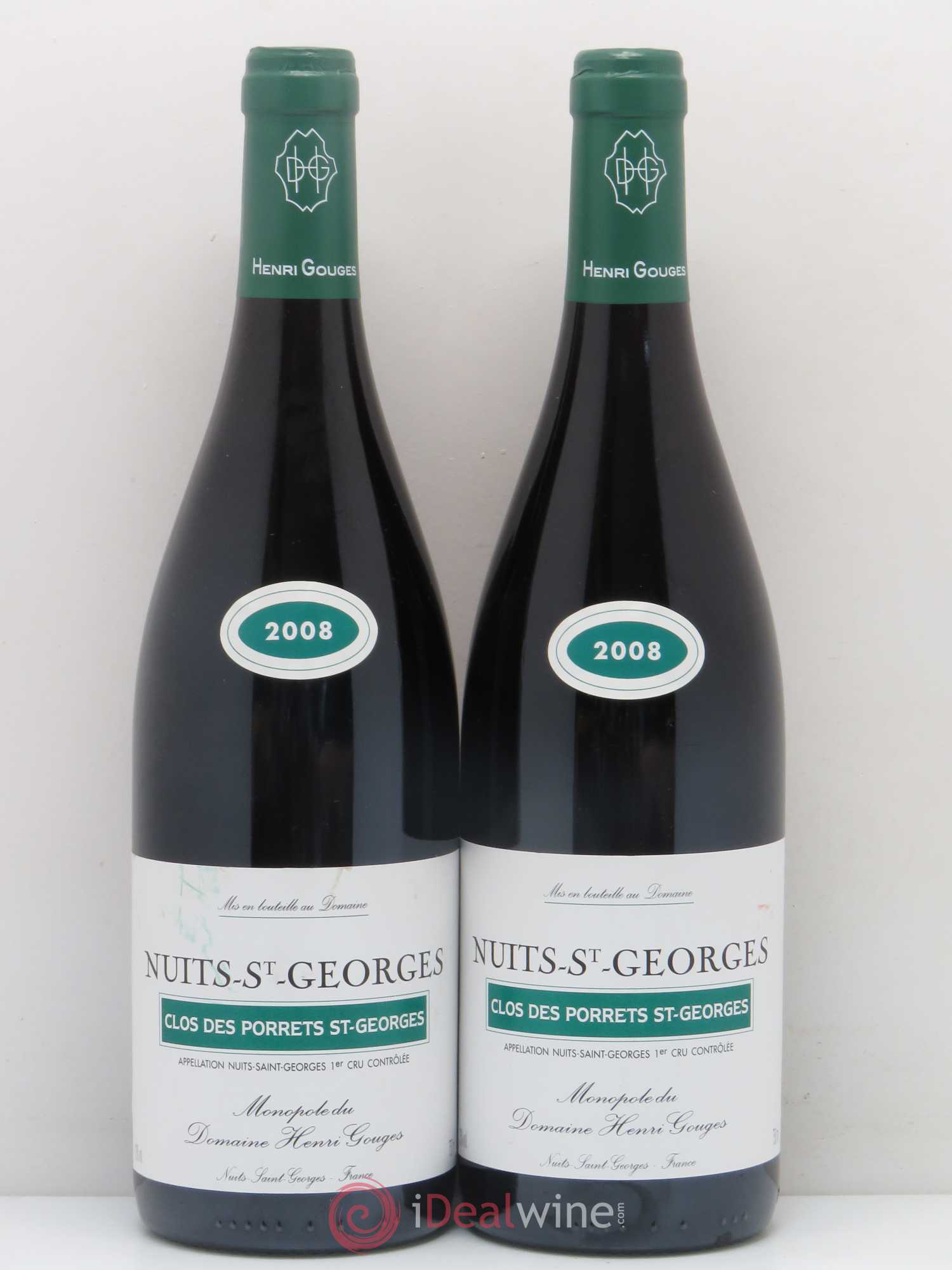 Nuits-Saint-Georges 1er Cru Clos des Porrets St Georges Henri Gouges (sans prix de réserve) 2008 - Lot de 2 bouteilles - 0
