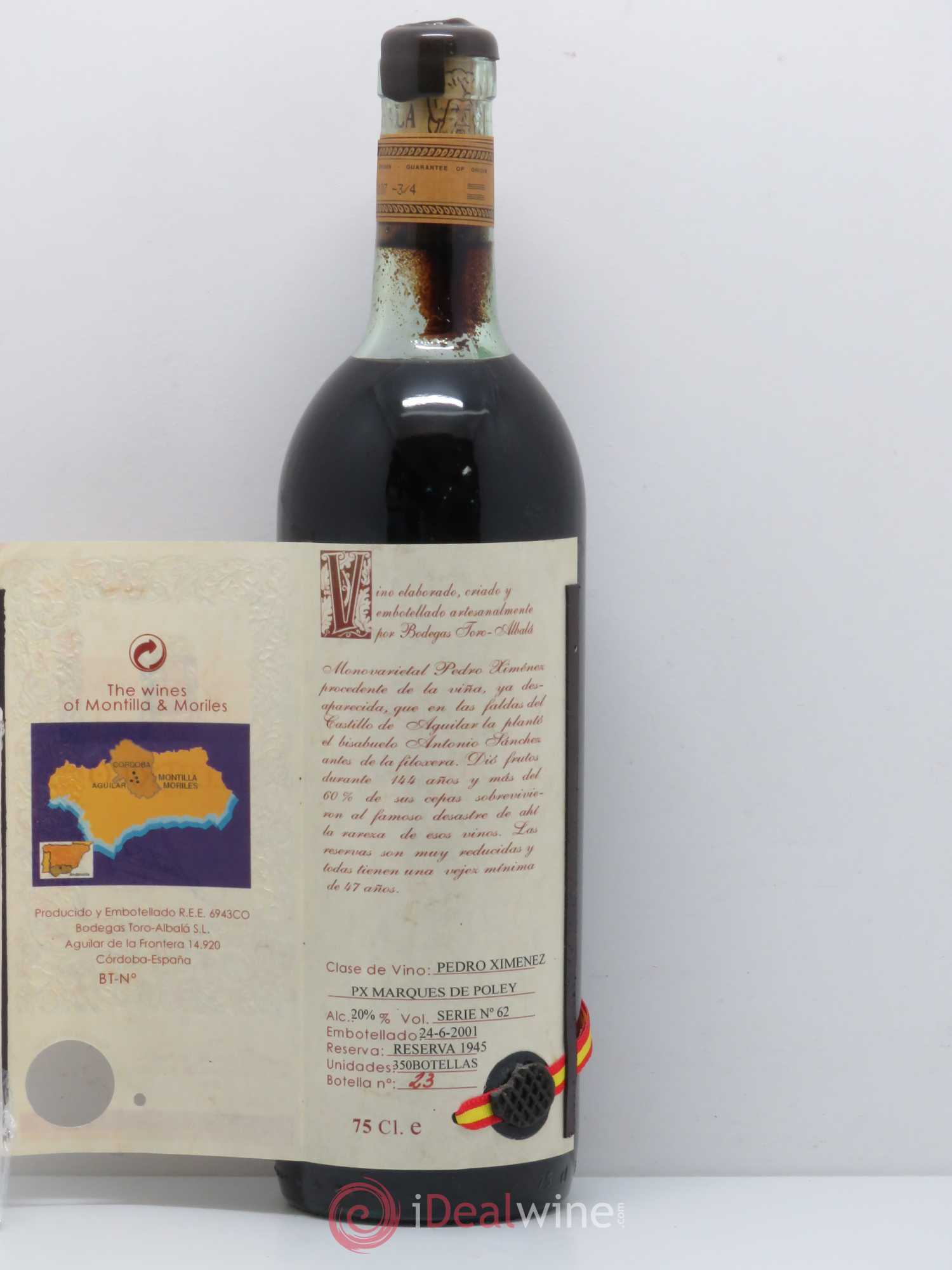 Montilla Moriles Bodegas Toro Albala DON P.X Marqués de Poley Reserva Especial 1945 - Lot of 1 bottle - 1