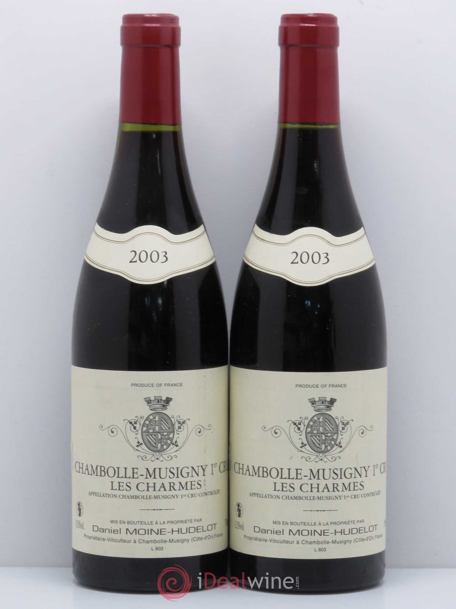 Chambolle-Musigny 1er Cru Les Charmes Domaine Moine Hudelot (sans prix de réserve) 2003 - Posten von 2 Flaschen - 0